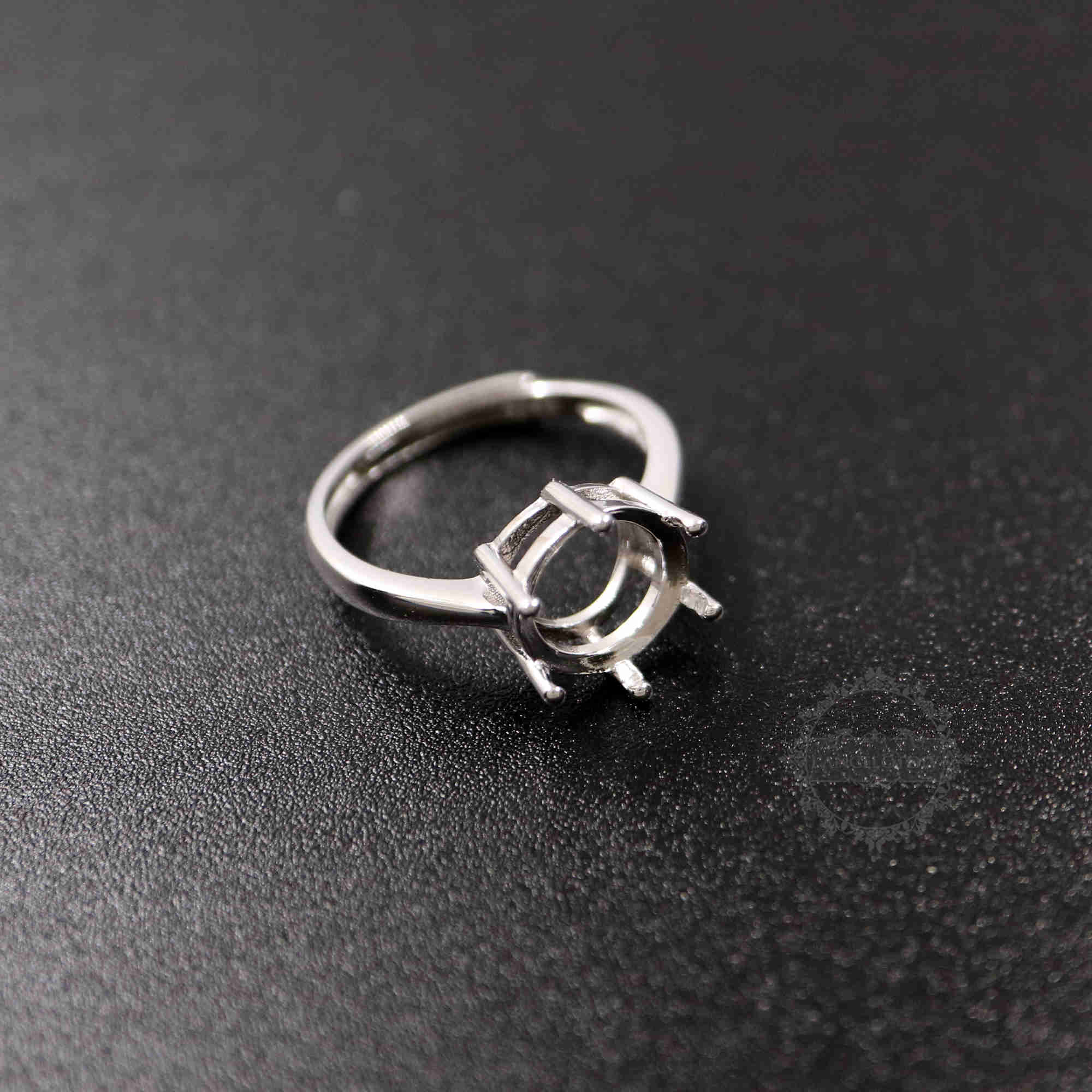 1Pcs 4-12MM Round Cz Stone Prong Setting 925 Sterling Silver Bezel Tray Adjustable Ring Settings 1212035 - Click Image to Close