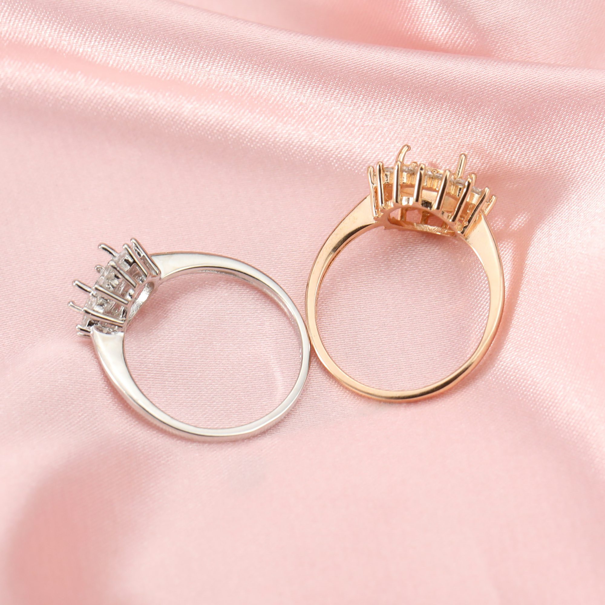 Keepsake Breast Milk Round Halo Prongs Ring Settings Resin Solid 14K Gold with Moissanite Accents DIY Ring Blank Band 1212036-1