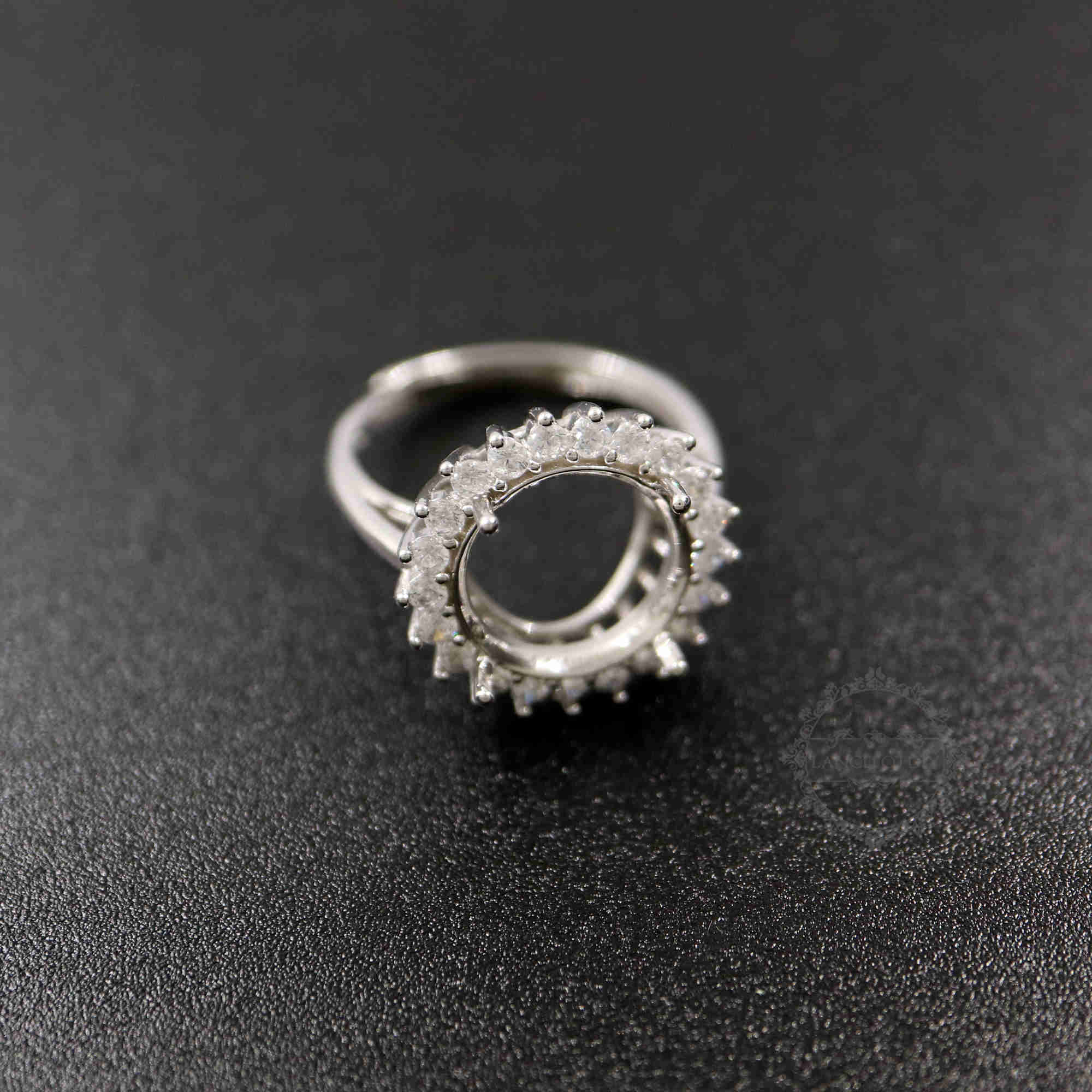 1Pcs 8-10-12MM Round Cz Stone Prong Setting 925 Sterling Silver Bezel Tray Adjustable Ring Settings 1212036 - Click Image to Close