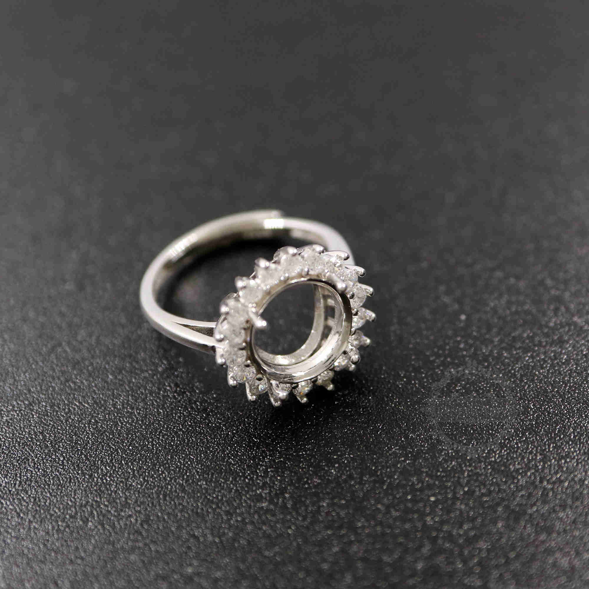 1Pcs 8-10-12MM Round Cz Stone Prong Setting 925 Sterling Silver Bezel Tray Adjustable Ring Settings 1212036 - Click Image to Close