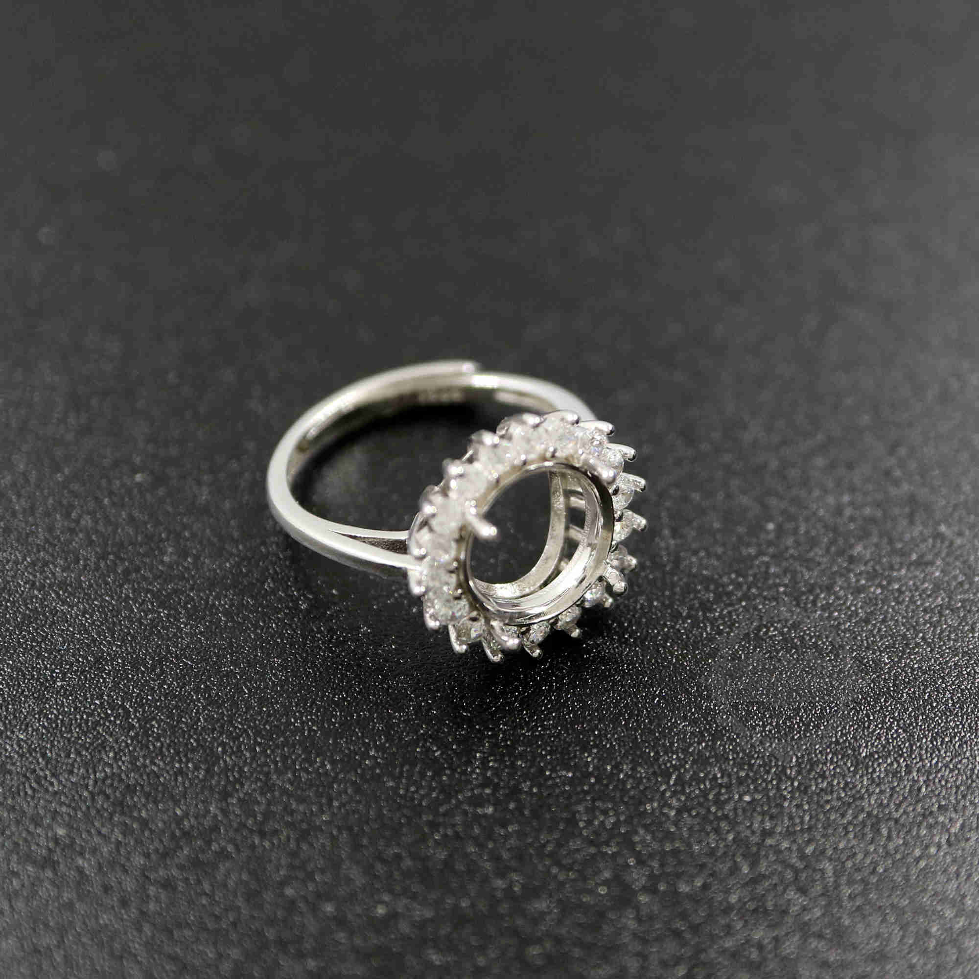 1Pcs 8-10-12MM Round Cz Stone Prong Setting 925 Sterling Silver Bezel Tray Adjustable Ring Settings 1212036 - Click Image to Close