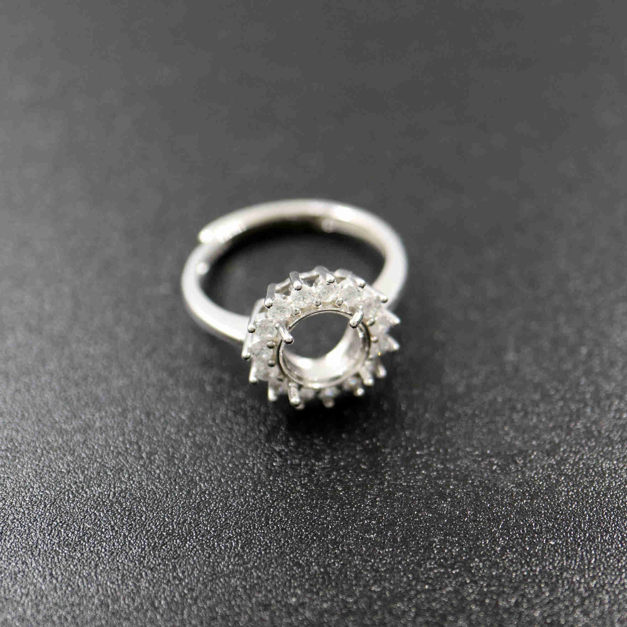 1Pcs 8-10-12MM Round Cz Stone Prong Setting 925 Sterling Silver Bezel Tray Adjustable Ring Settings 1212036 - Click Image to Close