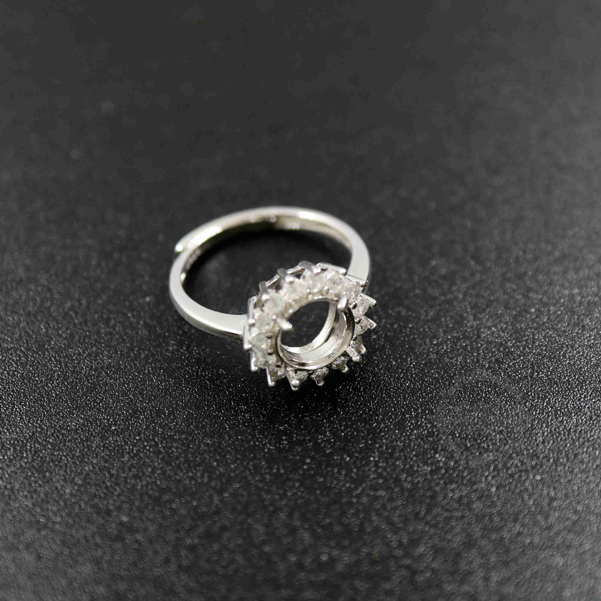 1Pcs 8-10-12MM Round Cz Stone Prong Setting 925 Sterling Silver Bezel Tray Adjustable Ring Settings 1212036 - Click Image to Close