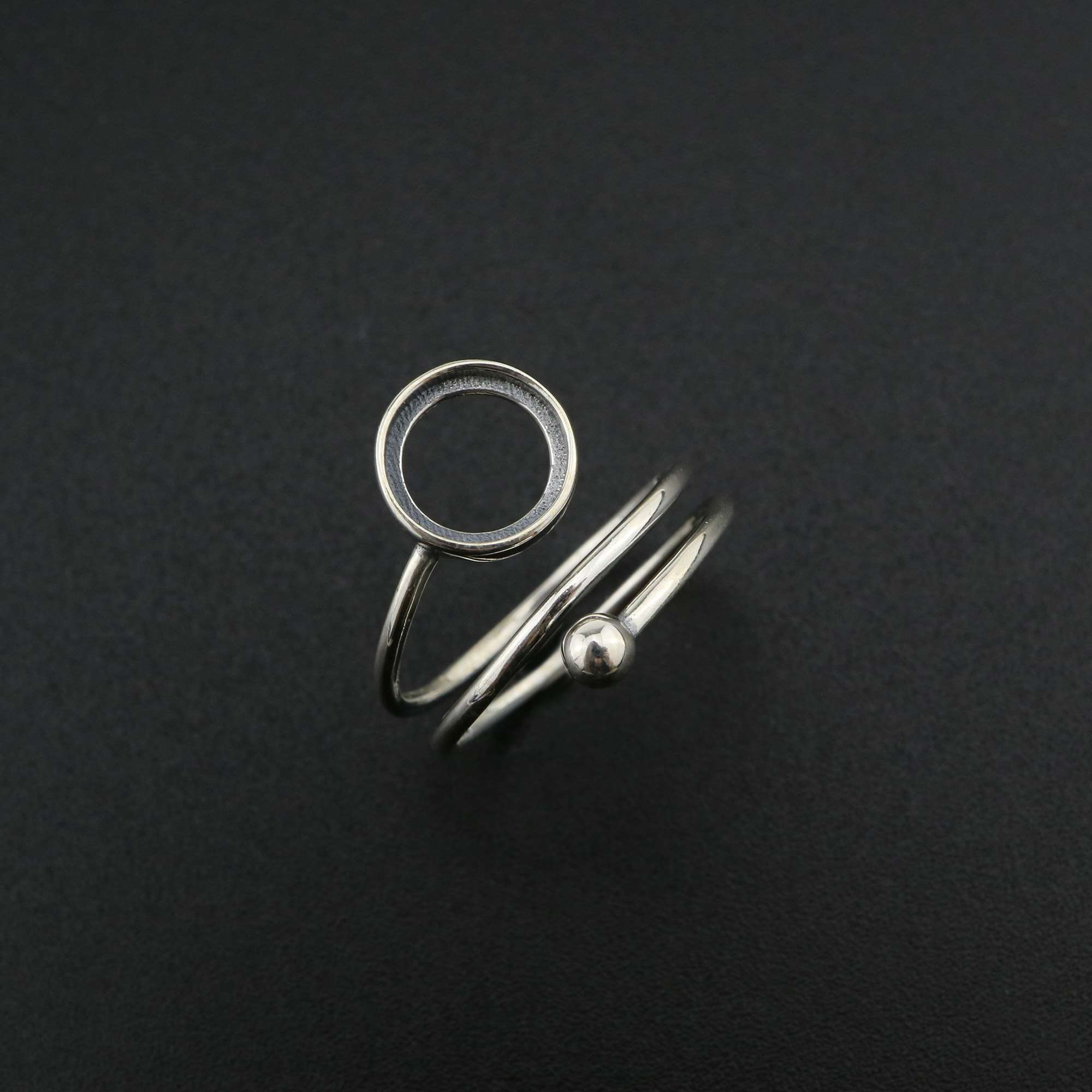 1Pcs 8MM Round Ring Settings US Size 6 for Cabochon Stone Solid 925 Sterling Silver DIY Bezel Tray Supplies 1212067 - Click Image to Close
