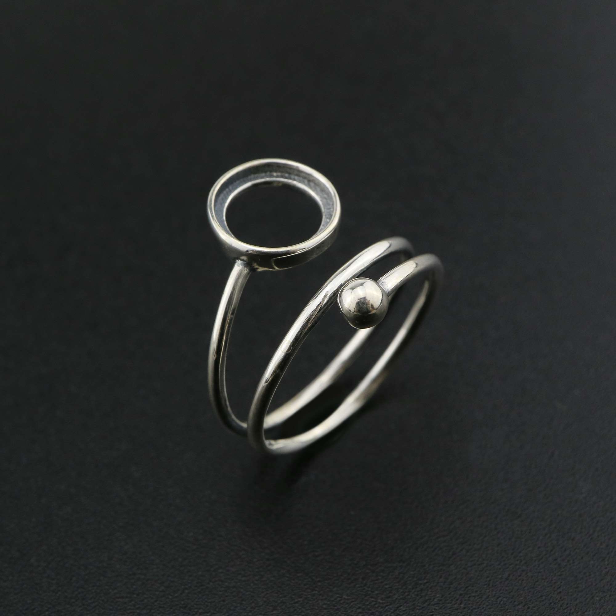 1Pcs 8MM Round Ring Settings US Size 6 for Cabochon Stone Solid 925 Sterling Silver DIY Bezel Tray Supplies 1212067 - Click Image to Close