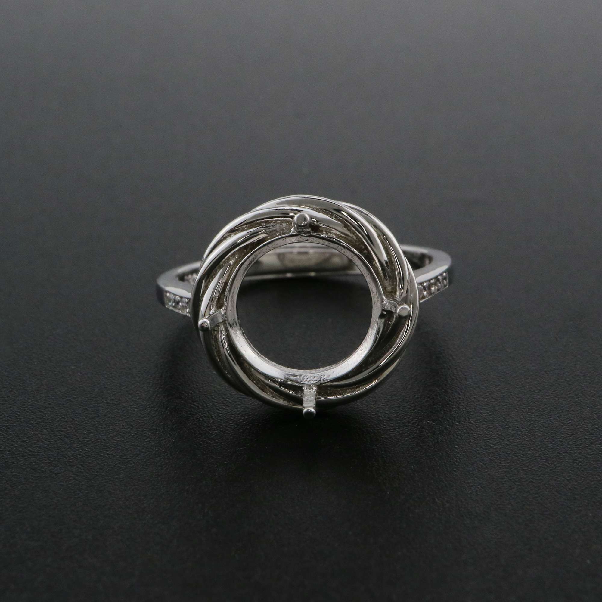 10MM Round Prong Ring Settings Solid 925 Sterling Silver DIY Adjustable Ring Bezel for Gemstone 1212068 - Click Image to Close