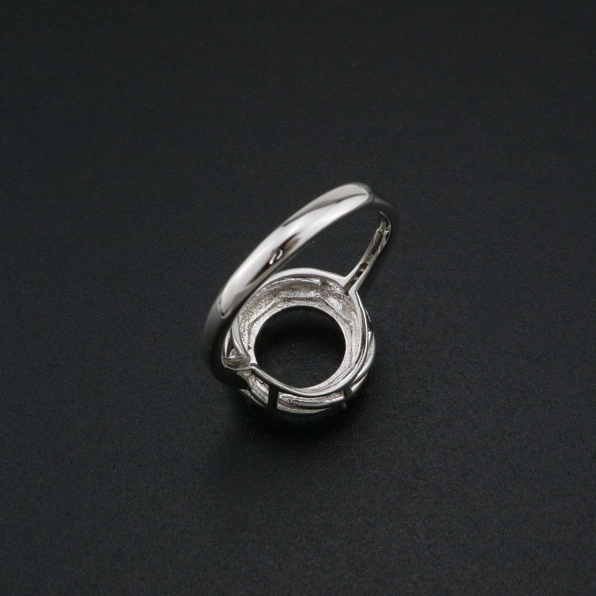 10MM Round Prong Ring Settings Solid 925 Sterling Silver DIY Adjustable Ring Bezel for Gemstone 1212068 - Click Image to Close