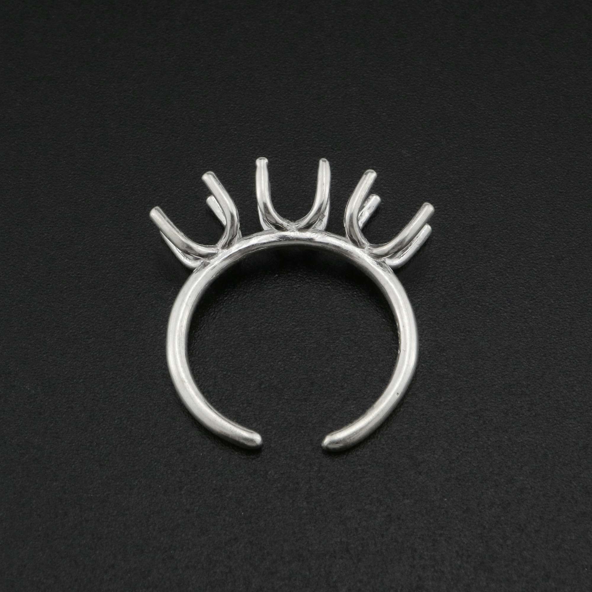 Three Stones Irregular Prong Claw Ring Settings Solid 925 Sterling Silver Raw Stone Adjustable Bezel Ring DIY supplies findings 1212071 - Click Image to Close