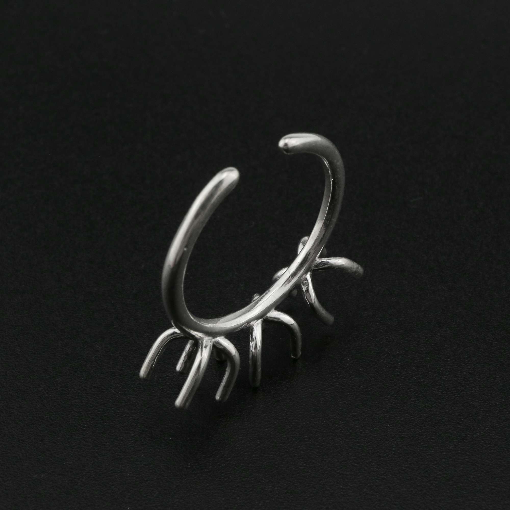 Three Stones Irregular Prong Claw Ring Settings Solid 925 Sterling Silver Raw Stone Adjustable Bezel Ring DIY supplies findings 1212071 - Click Image to Close