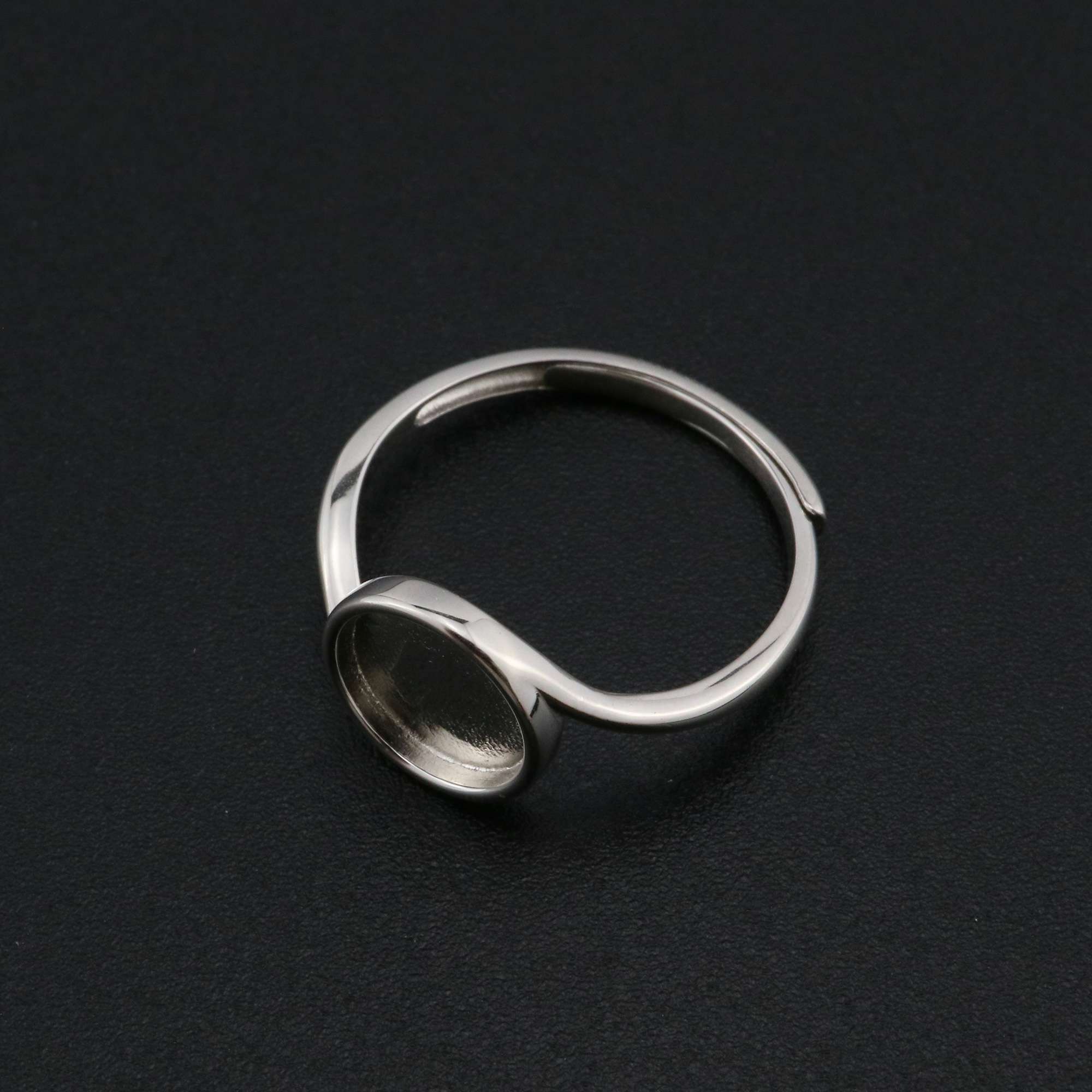 8MM Round Bezel Ring Settings Solid Back Breast Milk Resin 925 Sterling Silver DIY Bypass Shank Adjustable Ring 1212072 - Click Image to Close