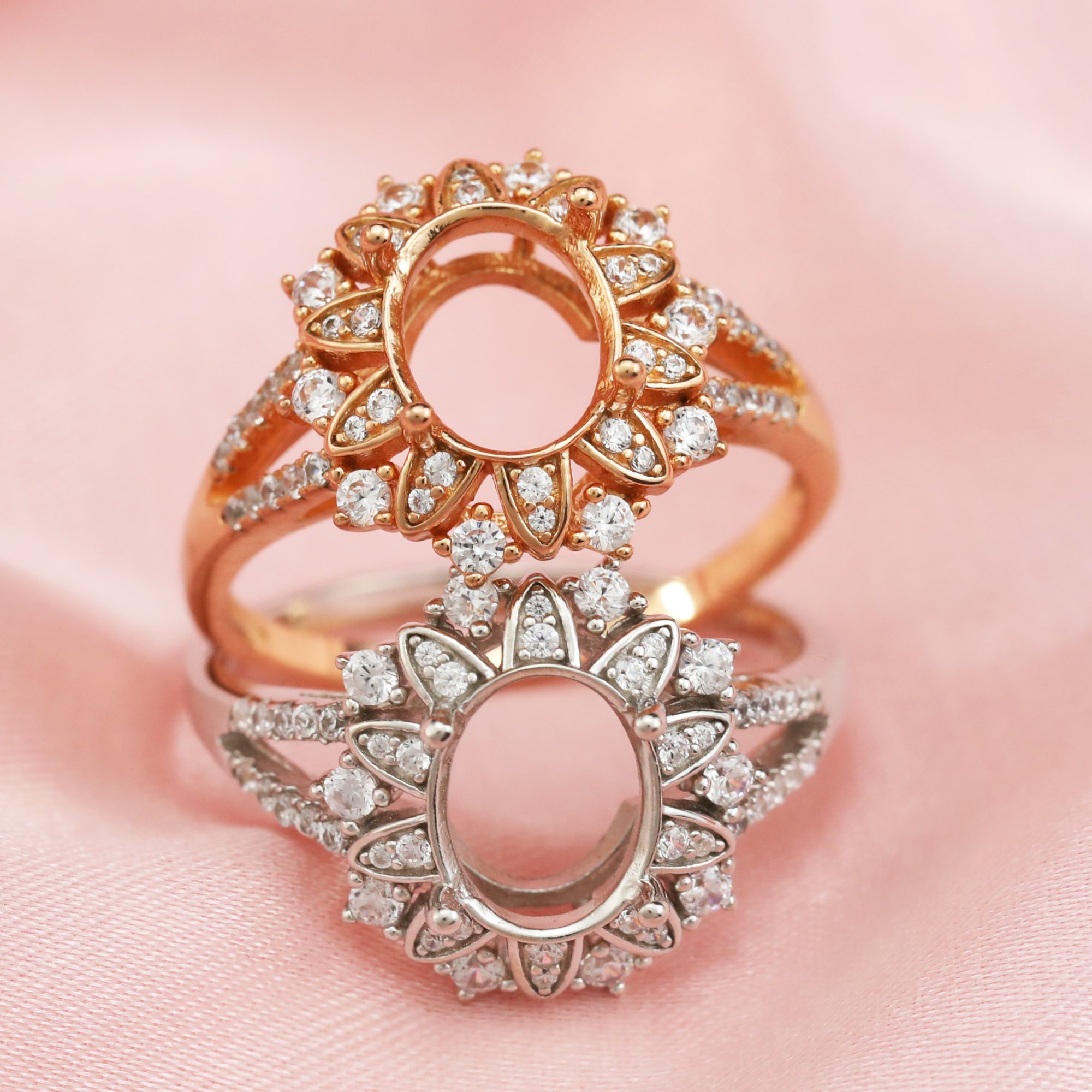 Keepsake Breast Milk 7x9MM Oval Ring Settings Resin Solid 14K/18K Gold DIY Ring Blank Band for Gemstone 1212076-1