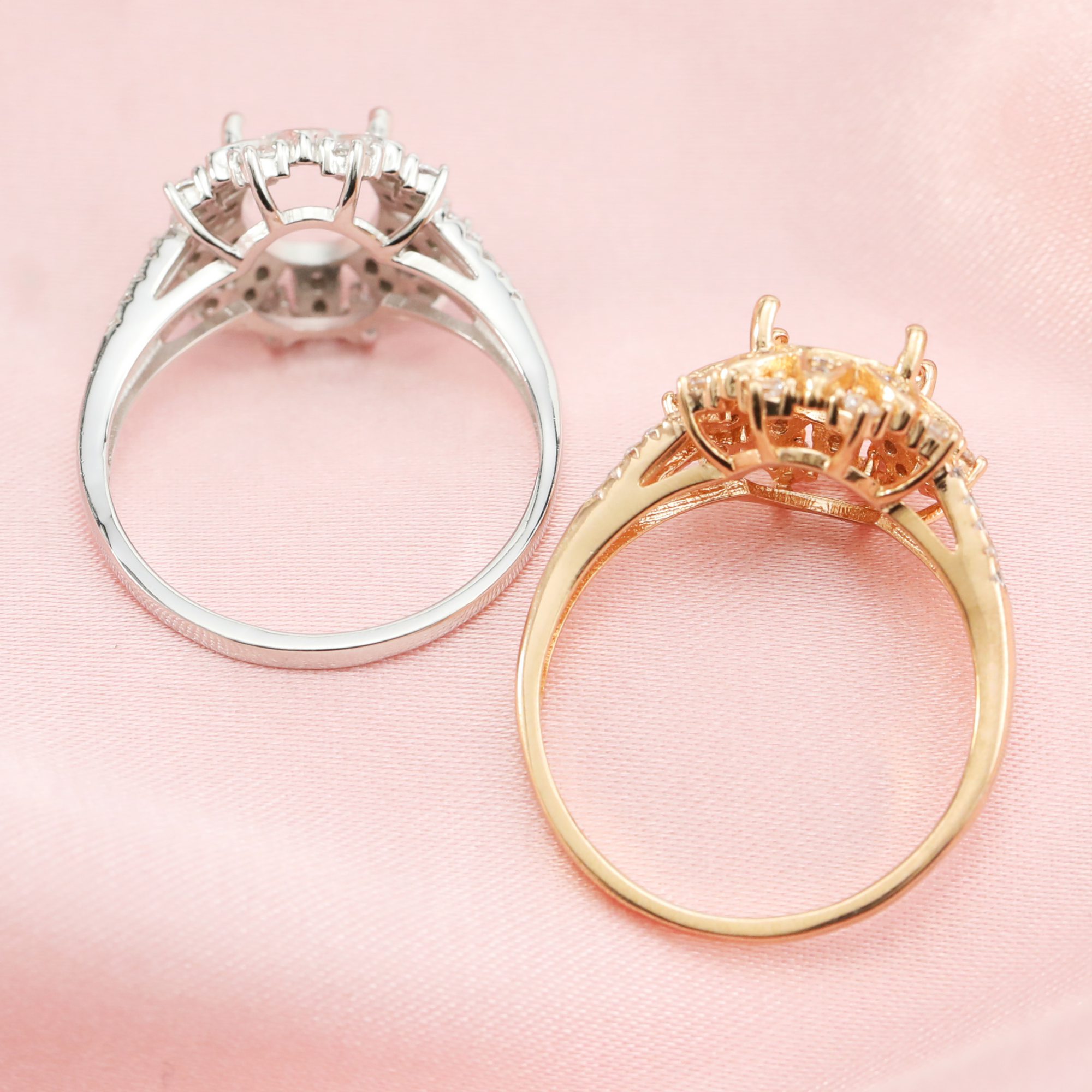 Keepsake Breast Milk 7x9MM Oval Ring Settings Resin Solid 14K/18K Gold DIY Ring Blank Band for Gemstone 1212076-1