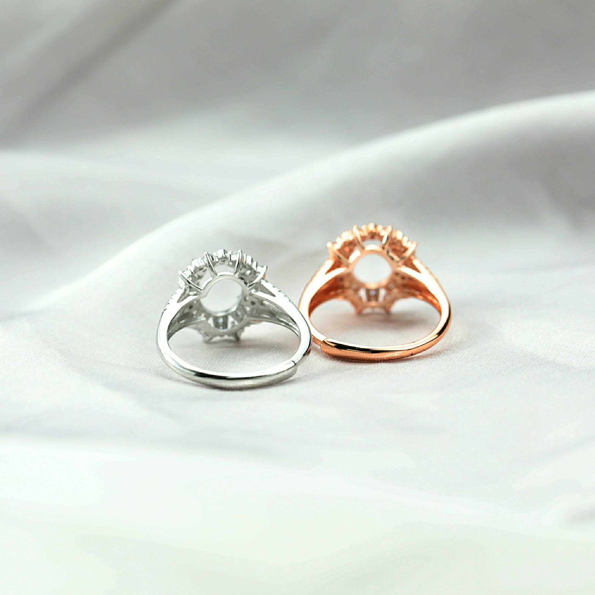 7x9MM Oval Prong Ring Settings Rose Gold Plated Solid 925 Sterling Silver Ring Bezel Antiqued Style DIY Supplies for Gemstone 1212076 - Click Image to Close