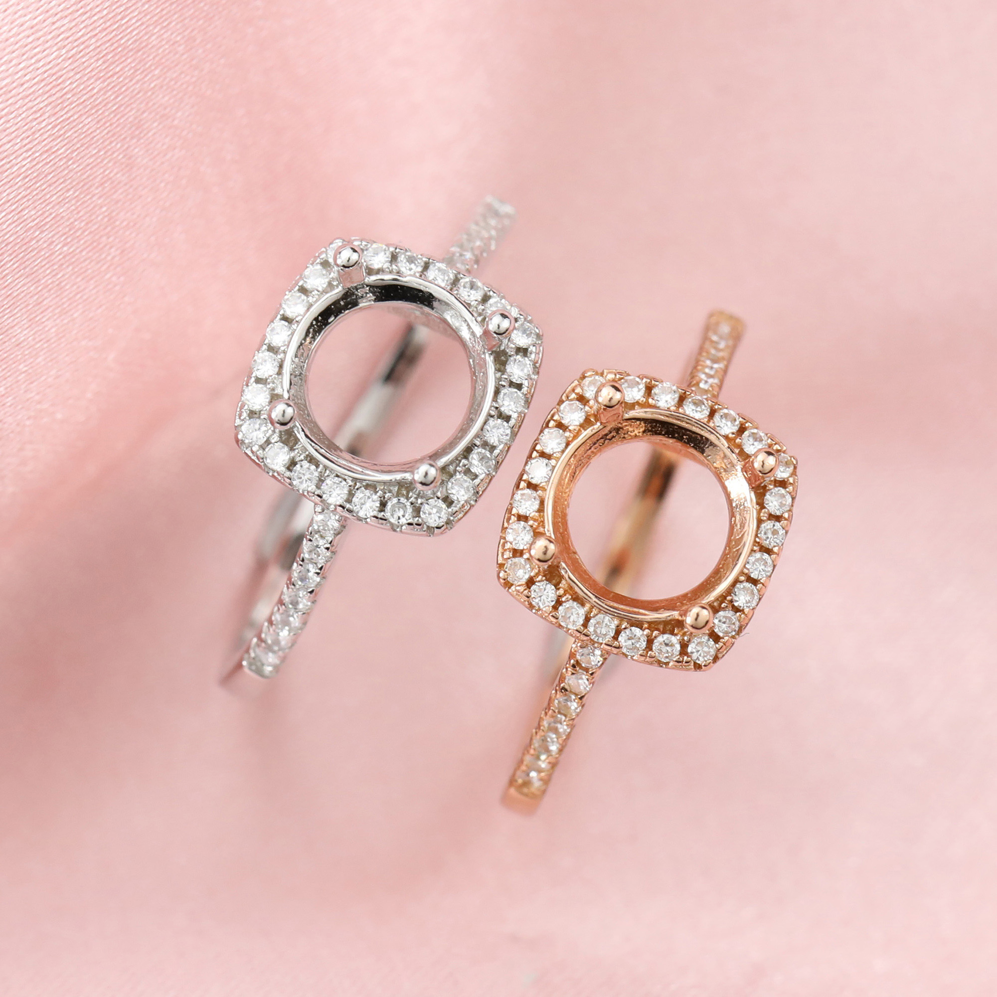 Keepsake Breast Milk Resin Round Halo Ring Settings Solid 14K Gold Ring with 1MM Birthstone Diamond Moissanite Sapphire DIY Prong Ring Bezel Supplies 1212079 - Click Image to Close