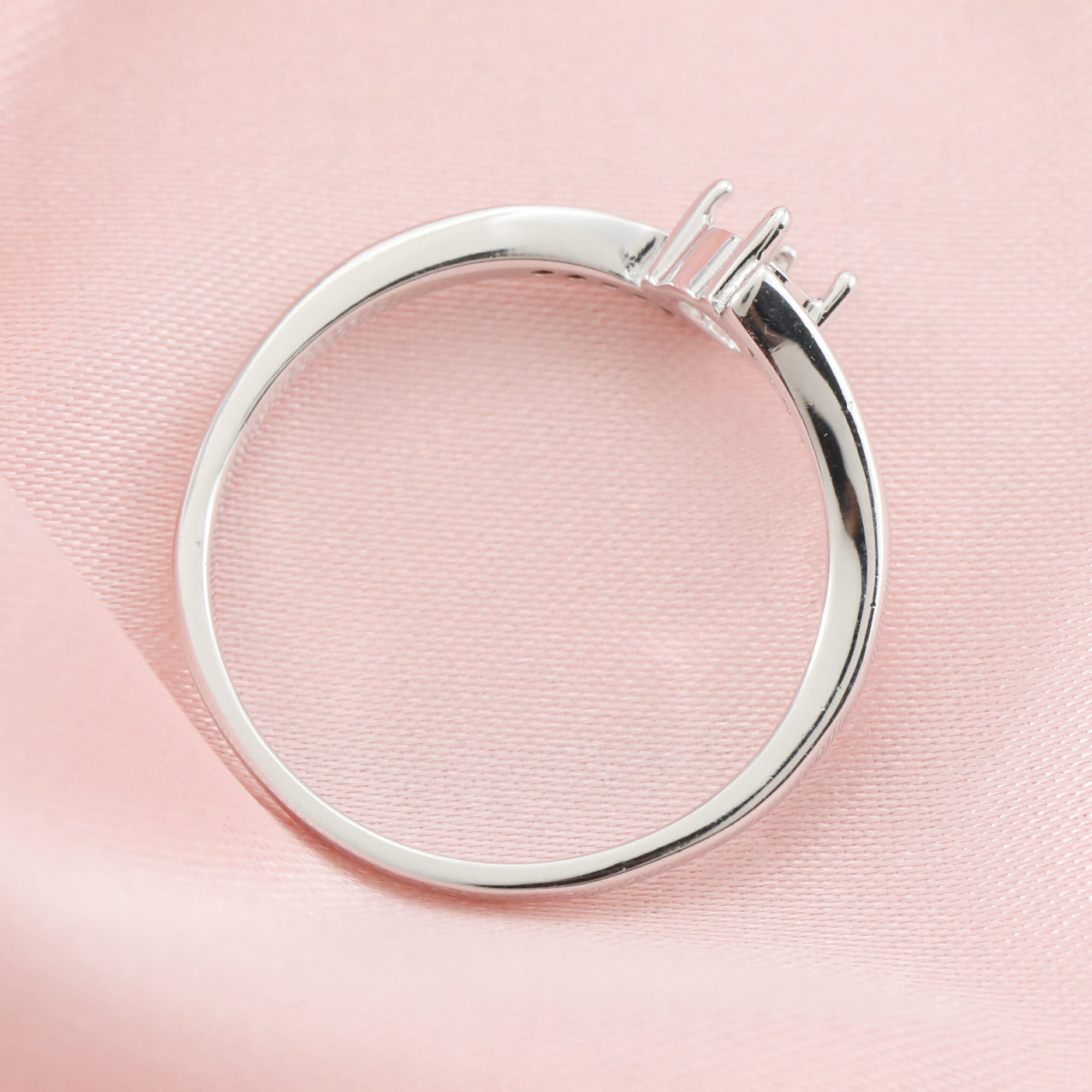 3-6MM Round Prong Ring Setttings Bypass Shank Memory Jewelry Solid 14K 18K Gold DIY Ring Blank Wedding Band for Gemstone 1212086-1