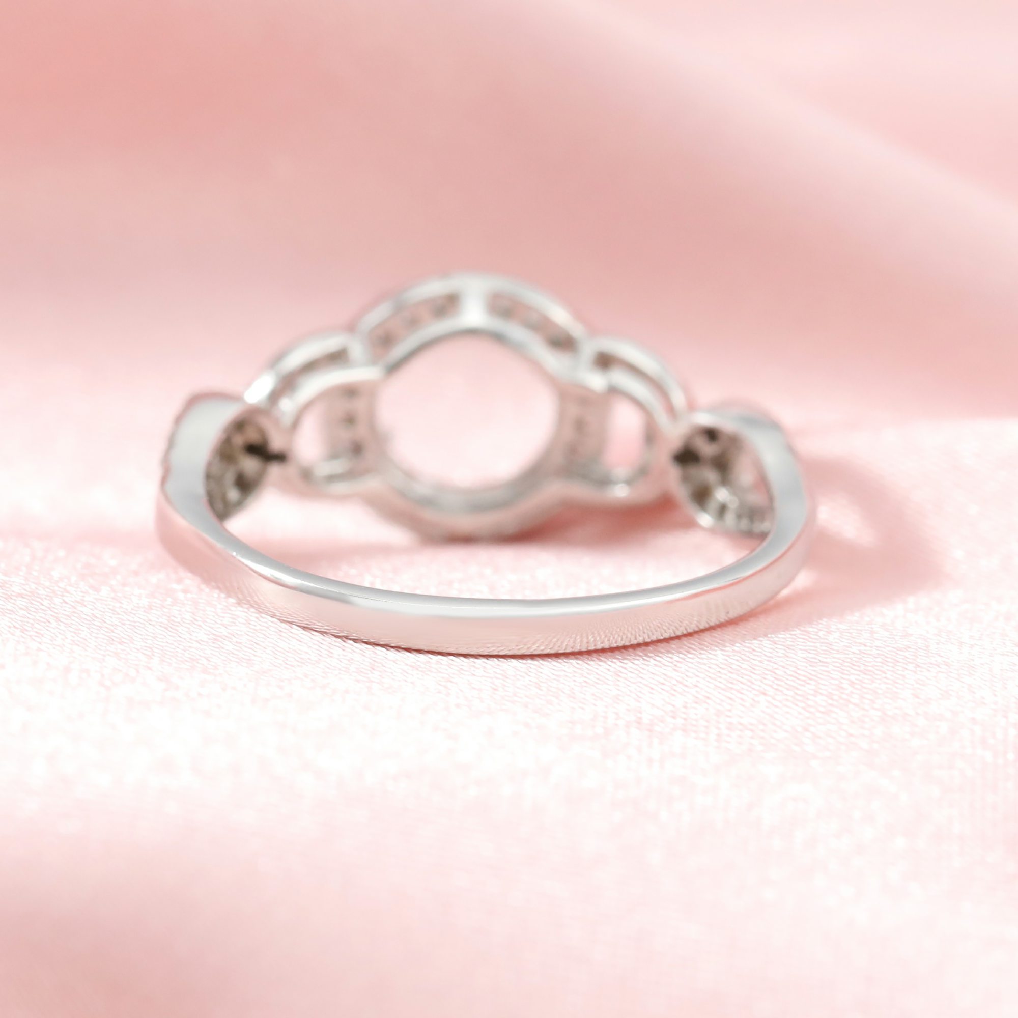 Halo Round Prong Ring Setttings Art Deco Memory Jewelry Solid 14K 18K Gold DIY Ring Blank Wedding Band for Gemstone 1212088-1