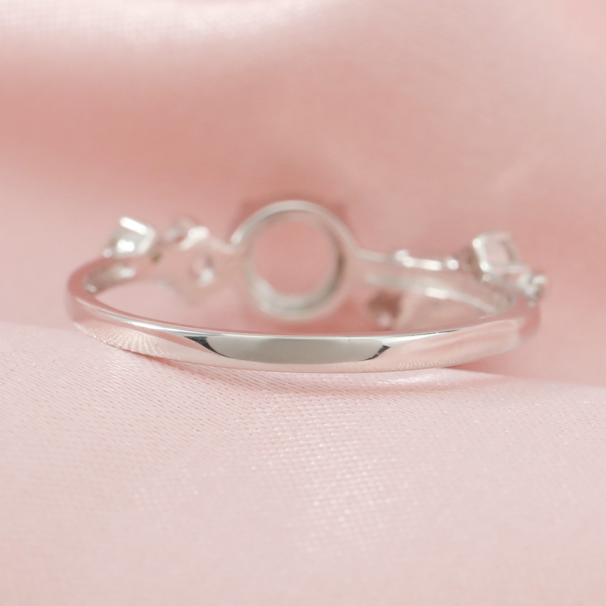 Round Prong Ring Setttings Rose Flower Memory Jewelry Solid 14K 18K Gold DIY Ring Blank Wedding Band for Gemstone 1212089-1