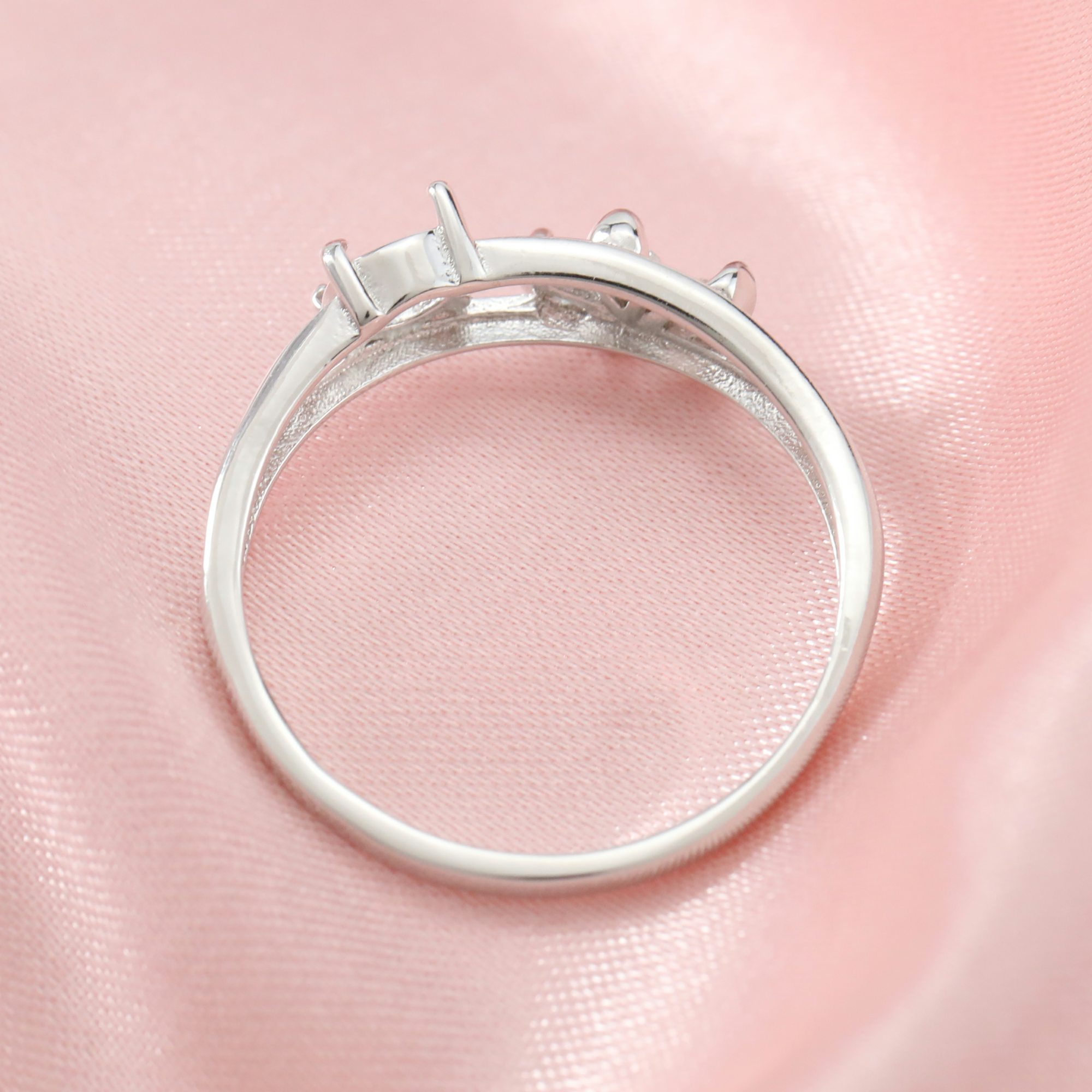 6MM Round Prong Ring Setttings Flower Memory Jewelry Solid 14K 18K Gold DIY Ring Blank Wedding Band for Gemstone 1212090-1