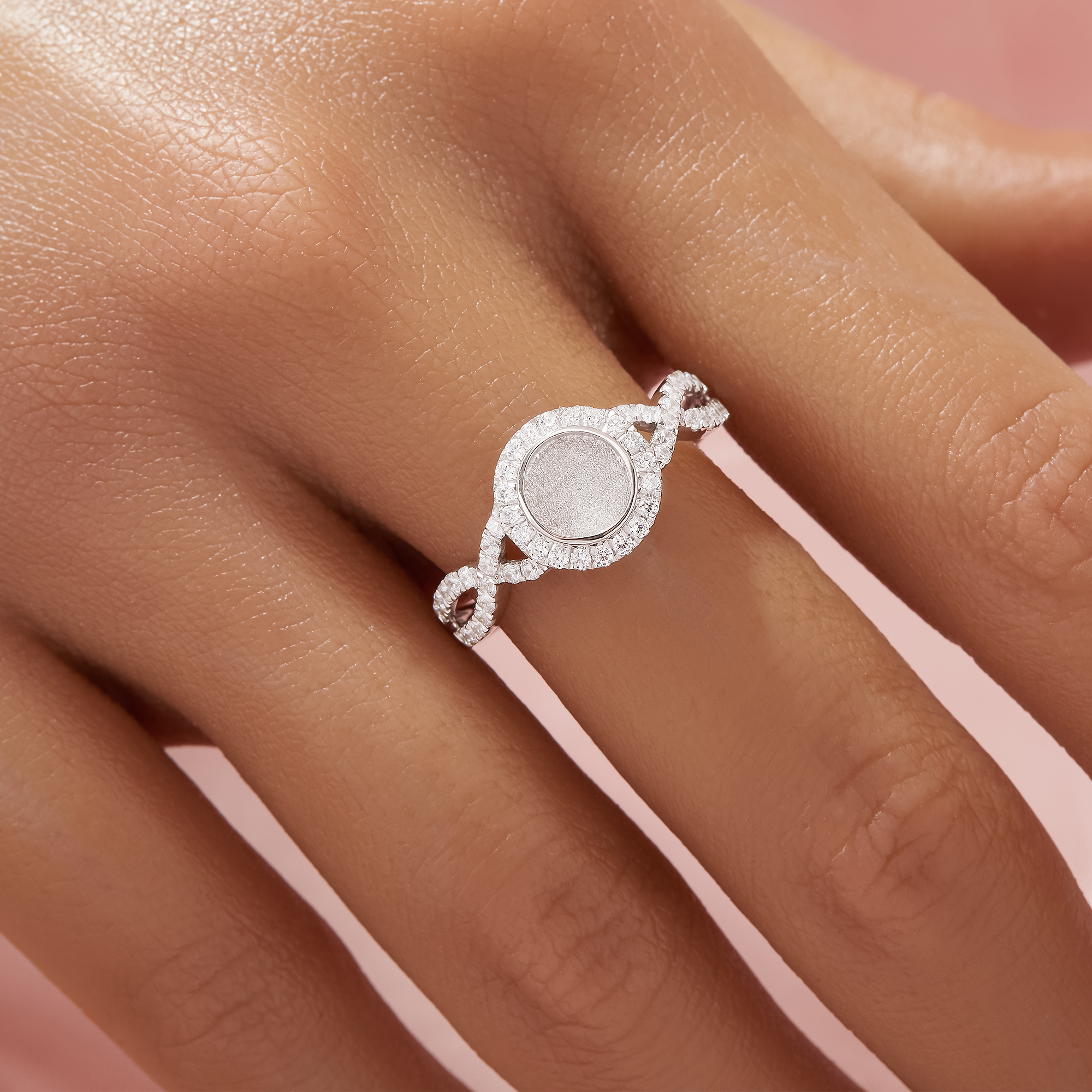 Keepsake Breast Milk Resin Round Bezel Ring Settings,Infinity Solid 925 Sterling Silver Ring,Pave CZ Stone Ring,DIY Ring Supplies 1212121