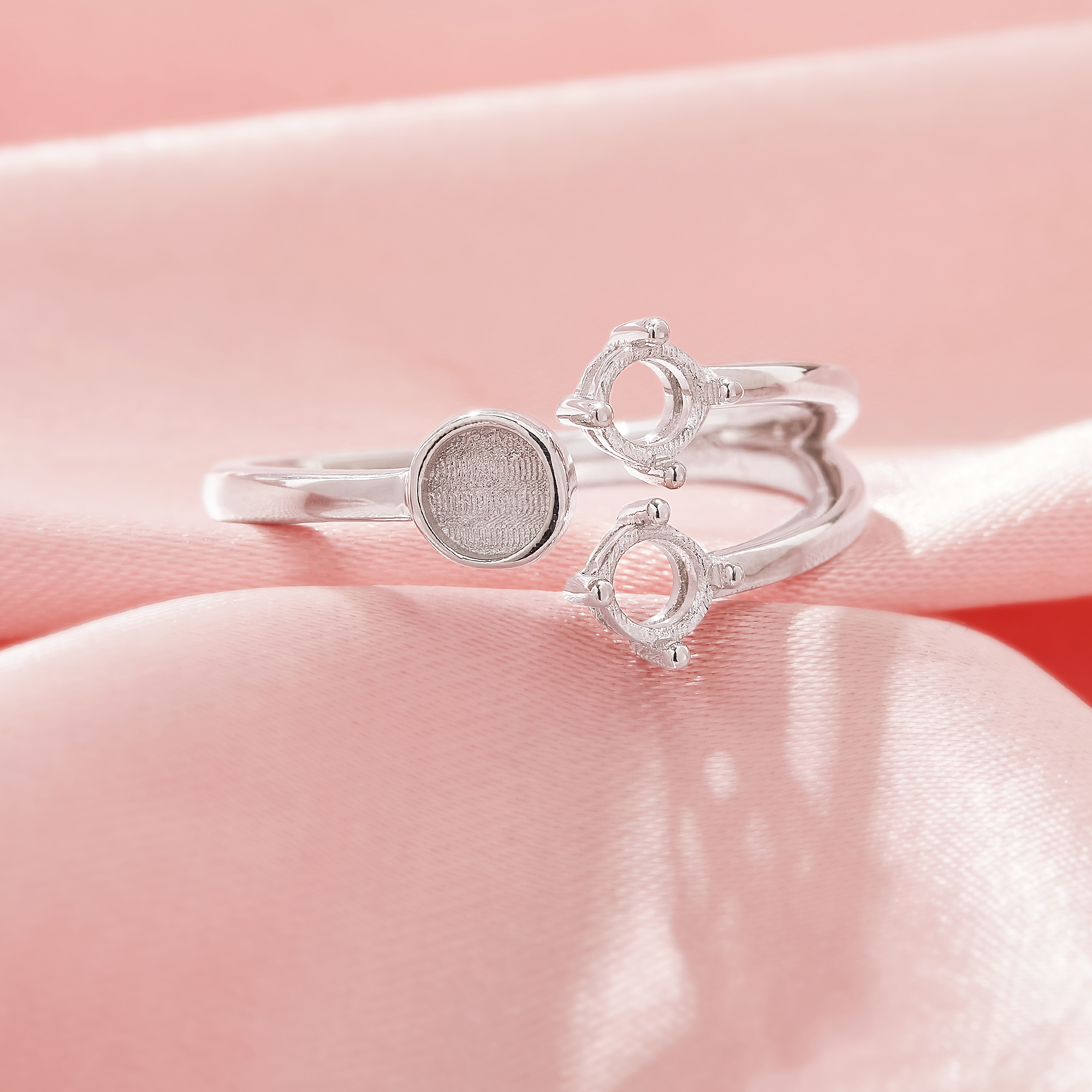 Keepsake Breast Milk Resin Round Bezel Settings,Solid 925 Sterling SilverRing,3 Stone Prong Ring Settings,With 4MM Round Stone,Minimalist Ring 1212124