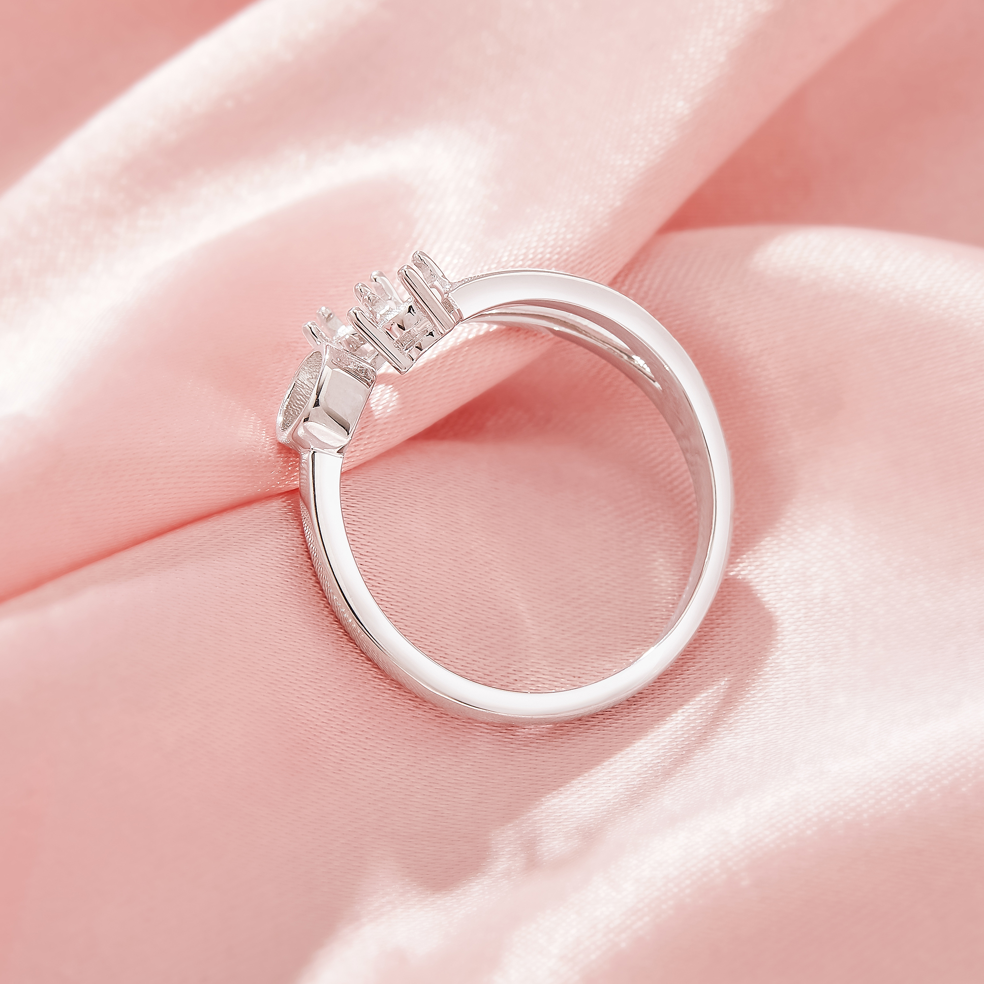 Keepsake Breast Milk Resin Round Bezel Settings,Solid 925 Sterling SilverRing,3 Stone Prong Ring Settings,With 4MM Round Stone,Minimalist Ring 1212124