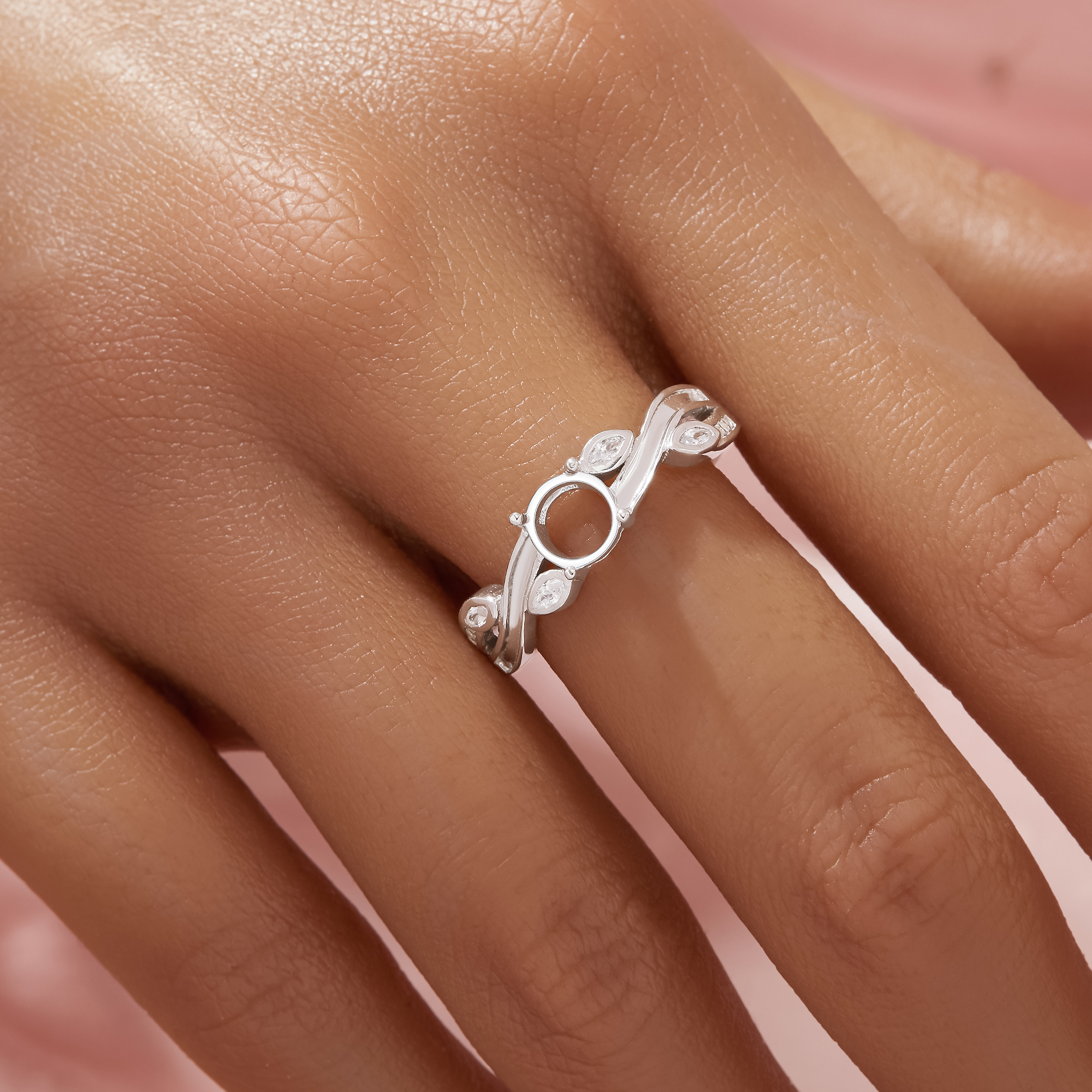 Round Prong Ring Settings,Tree Branch Leaf Solid 925 Sterling SilverRing,Keepsake Breast Milk Resin Channel Ring Settings,DIY Ring Supplies 1212125