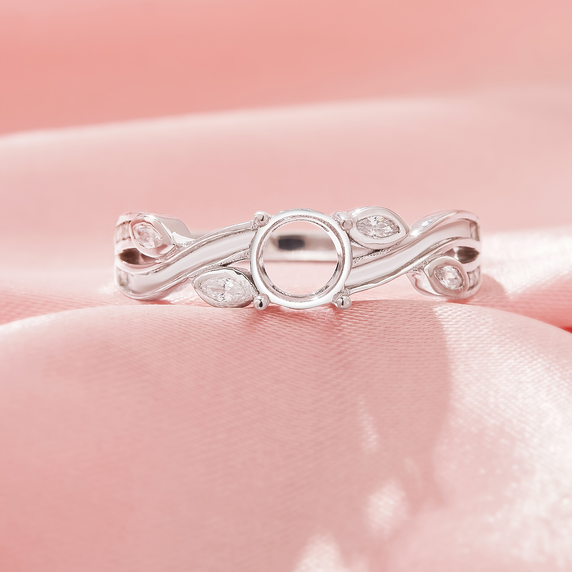 Round Prong Ring Settings,Tree Branch Leaf Solid 925 Sterling SilverRing,Keepsake Breast Milk Resin Channel Ring Settings,DIY Ring Supplies 1212125