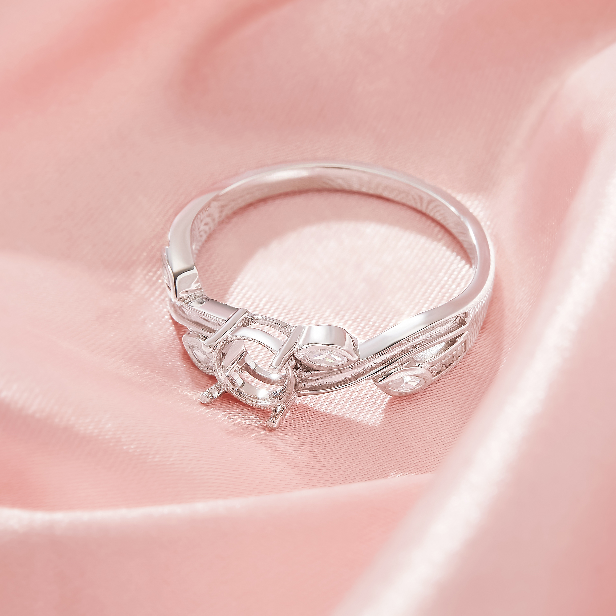 Round Prong Ring Settings,Tree Branch Leaf Solid 925 Sterling SilverRing,Keepsake Breast Milk Resin Channel Ring Settings,DIY Ring Supplies 1212125