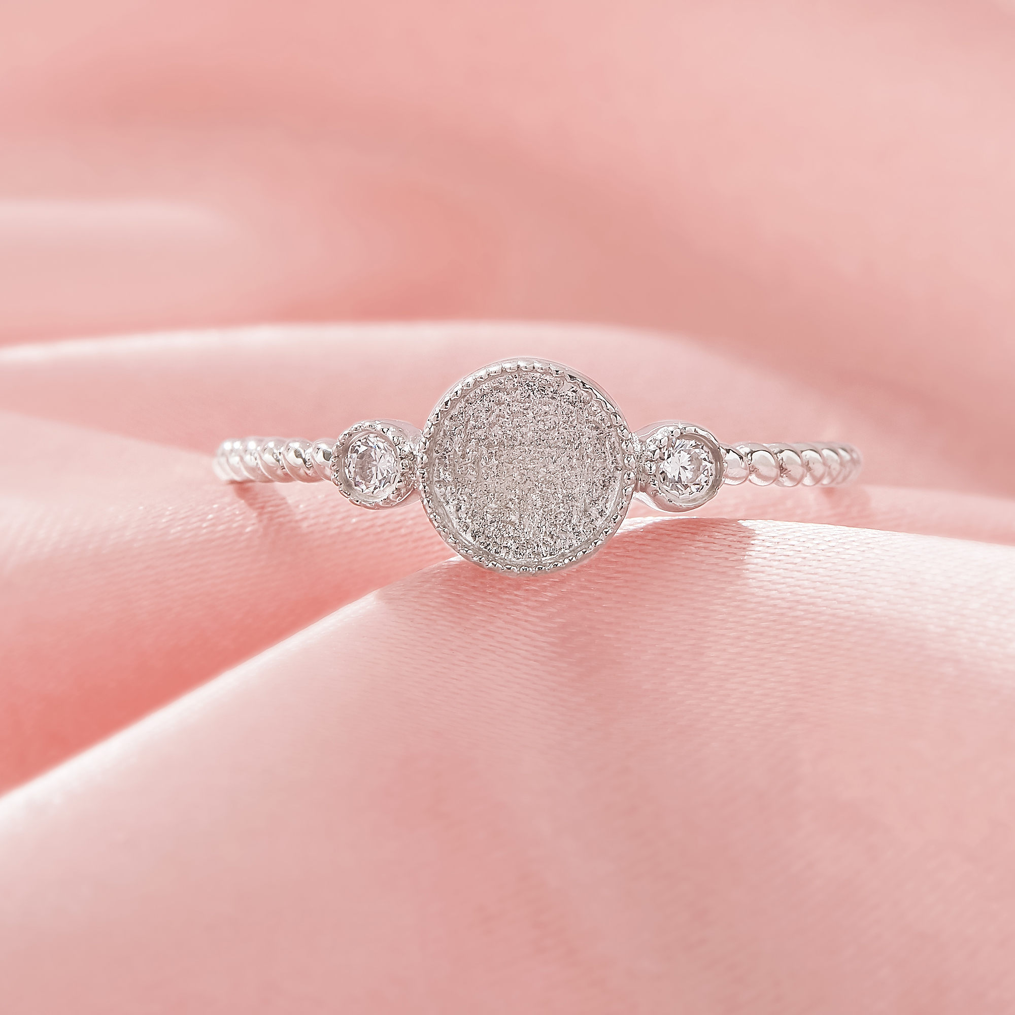 Keepsake Breast Milk Resin Round Ring Bezel Settings,Solid 925 Sterling Silver Ring With Two Side CZ Stones,Solid Back Ring,DIY Ring Supplies 1212129-1