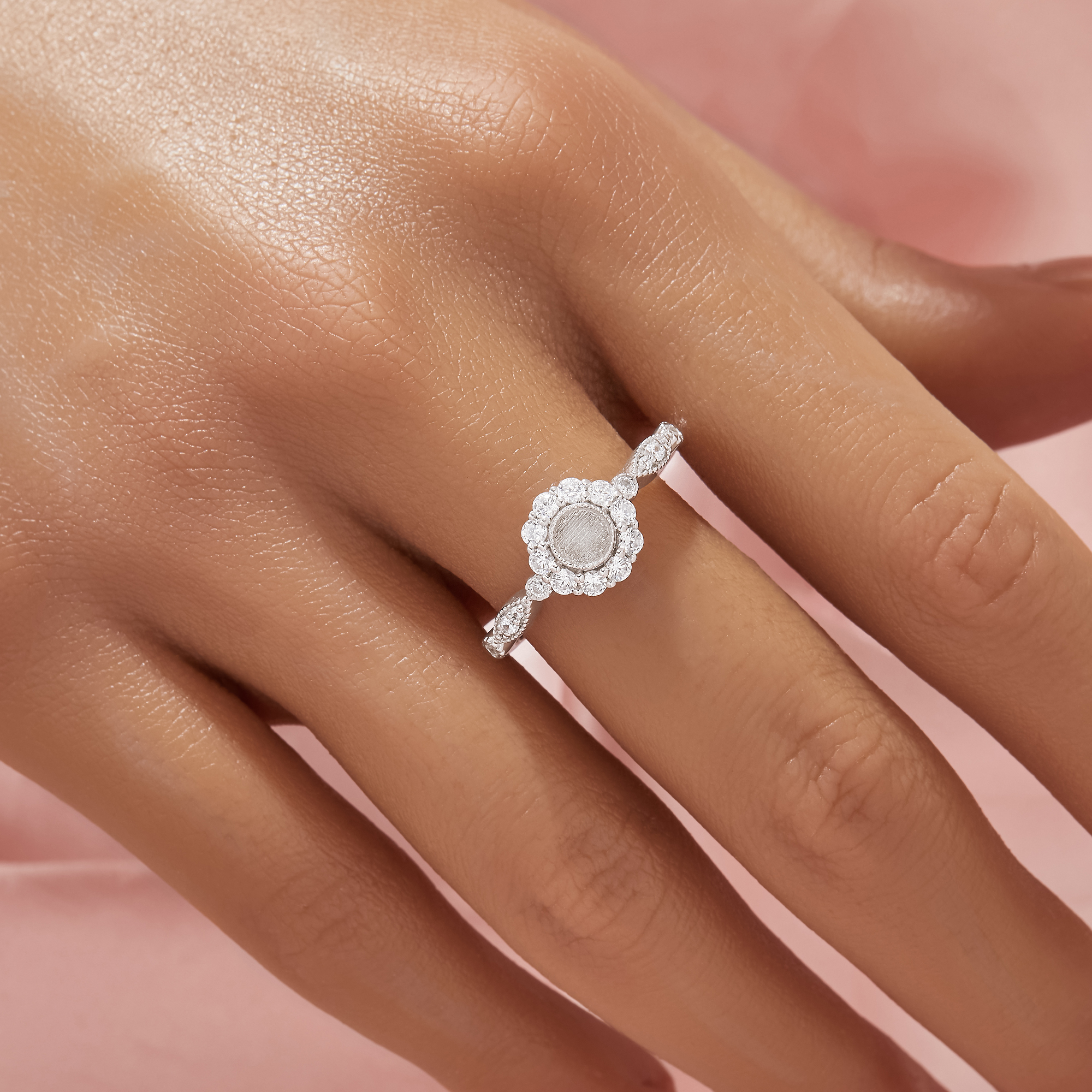 4MM Keepsake Breast Milk Resin Round Ring Bezel Settings,Sun Flower Solid 925 Sterling Silver Ring,Solid Back Ring,DIY Ring Supplies For Gemstone 1212130-1