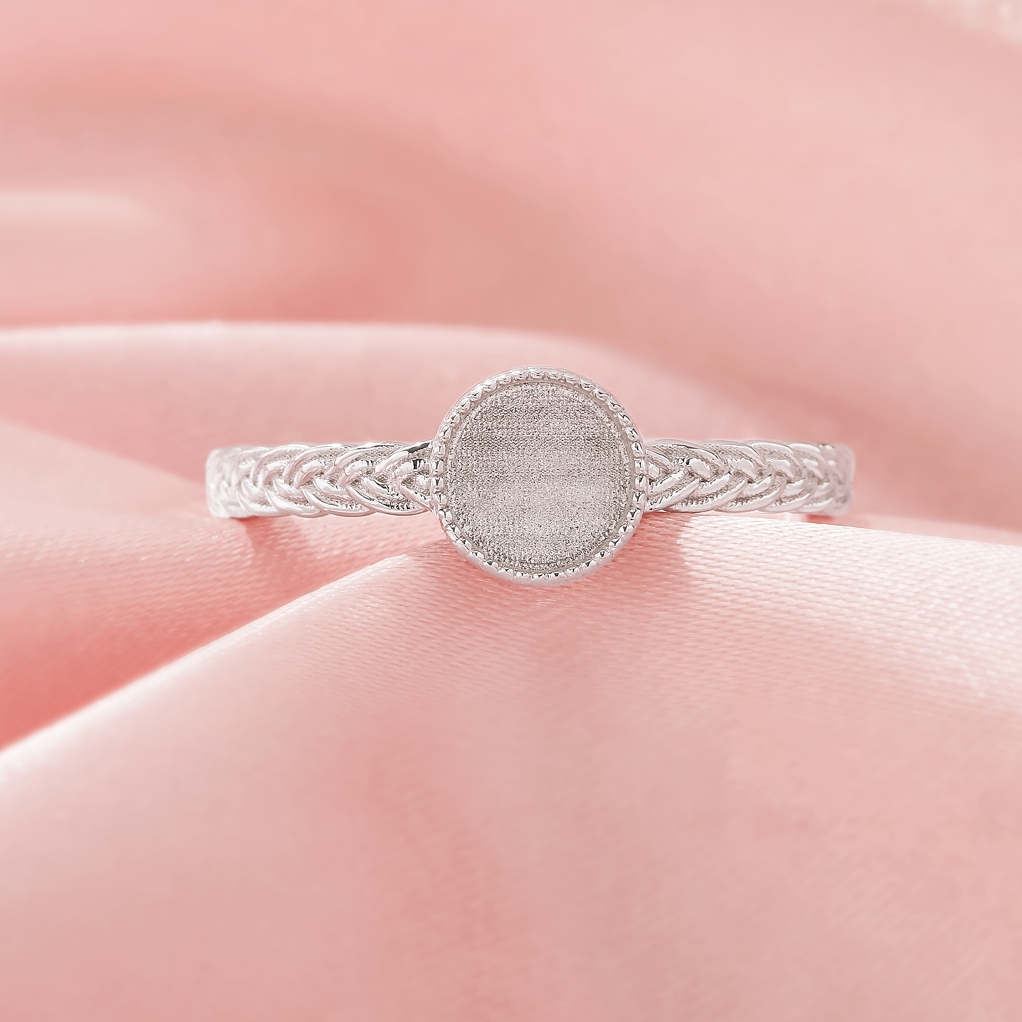 Keepsake Breast Milk Resin Round Ring Blank Settings,Solid 925 Sterling Silver Ring,Art Deco Solid Back Ring,DIY Ring Supplies For Gemstone 1212131-1