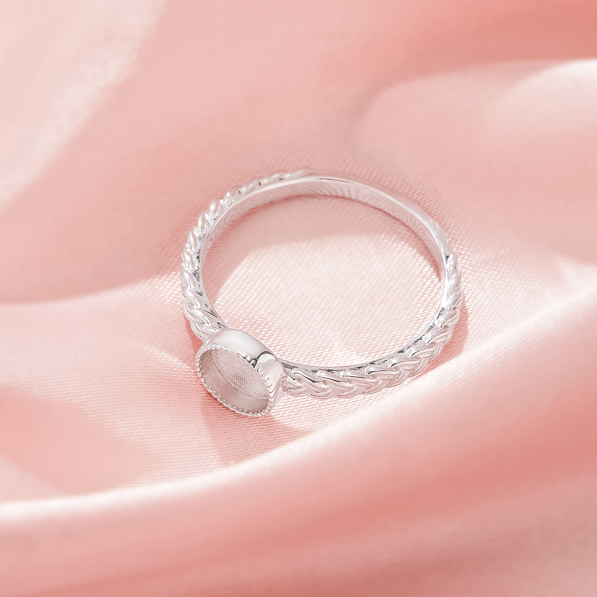 Keepsake Breast Milk Resin Round Ring Blank Settings,Solid 925 Sterling Silver Ring,Art Deco Solid Back Ring,DIY Ring Supplies For Gemstone 1212131-1