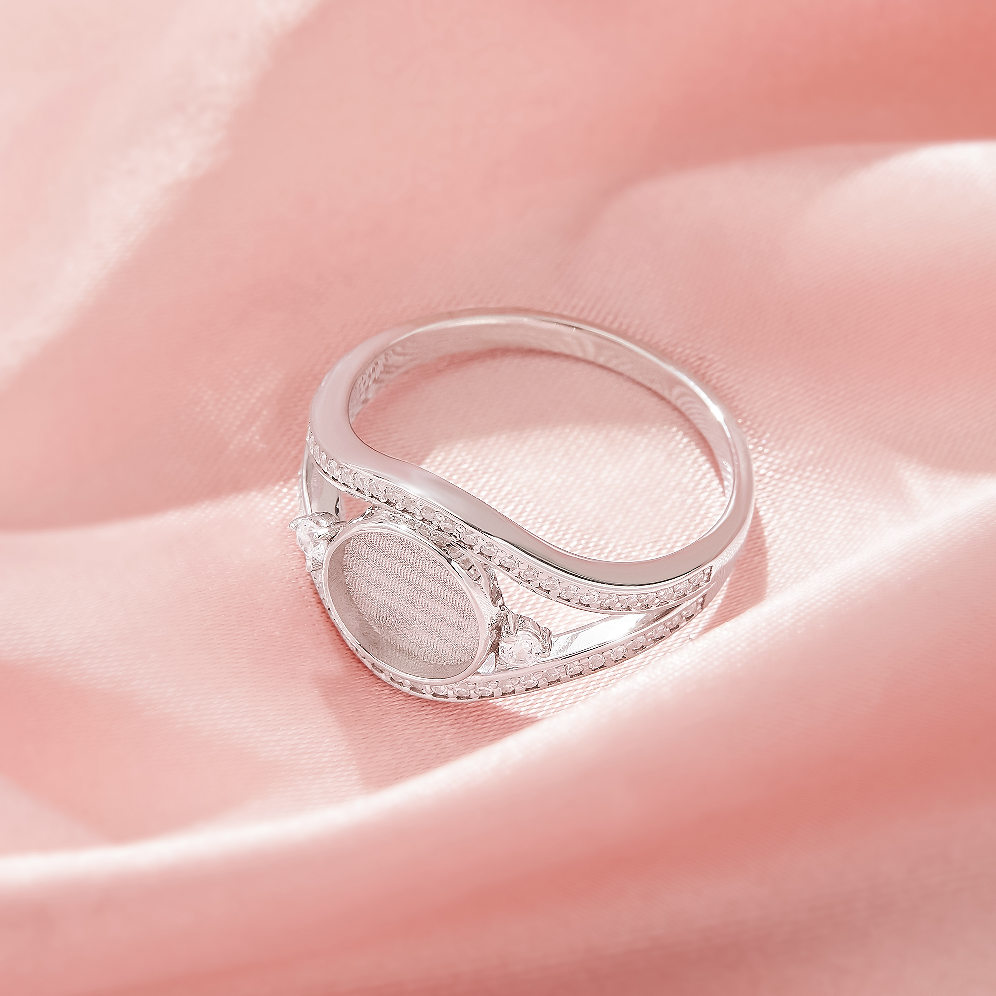 Keepsake Breast Milk Resin Round Bezel Ring Bezel Settings,Split Shank Solid 925 Sterling Silver Ring,Eye Shape Art Deco Solid Back Ring,DIY Ring Supplies 1212132-1