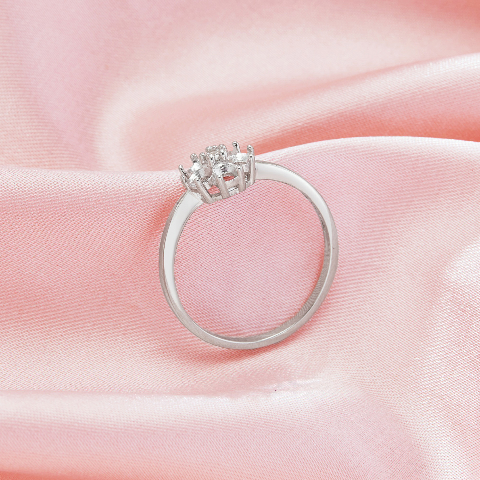5 Stones 3MM Round Prong Ring Settings,Solid 14K 18K Gold Ring,Flower Round Ring,DIY Ring Supplies For Gemstone 1212136 - Click Image to Close