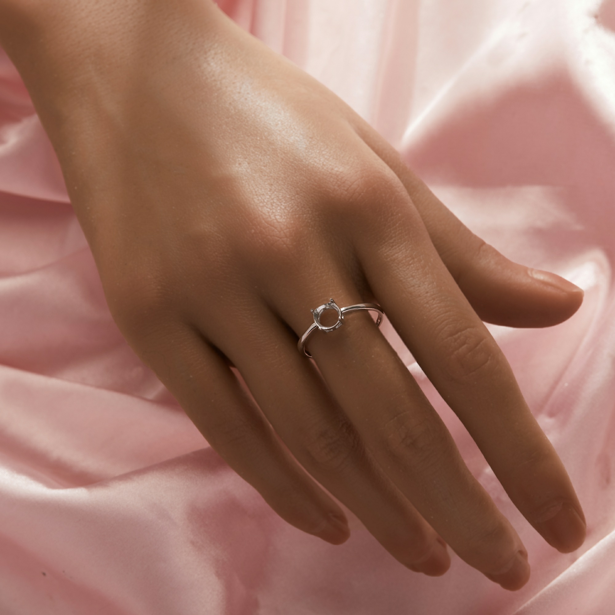 Minimalist Round Prong Ring Settings,Solid 14K 18K Gold Ring,DIY Ring Supplies For Gemstone 1212138 - Click Image to Close