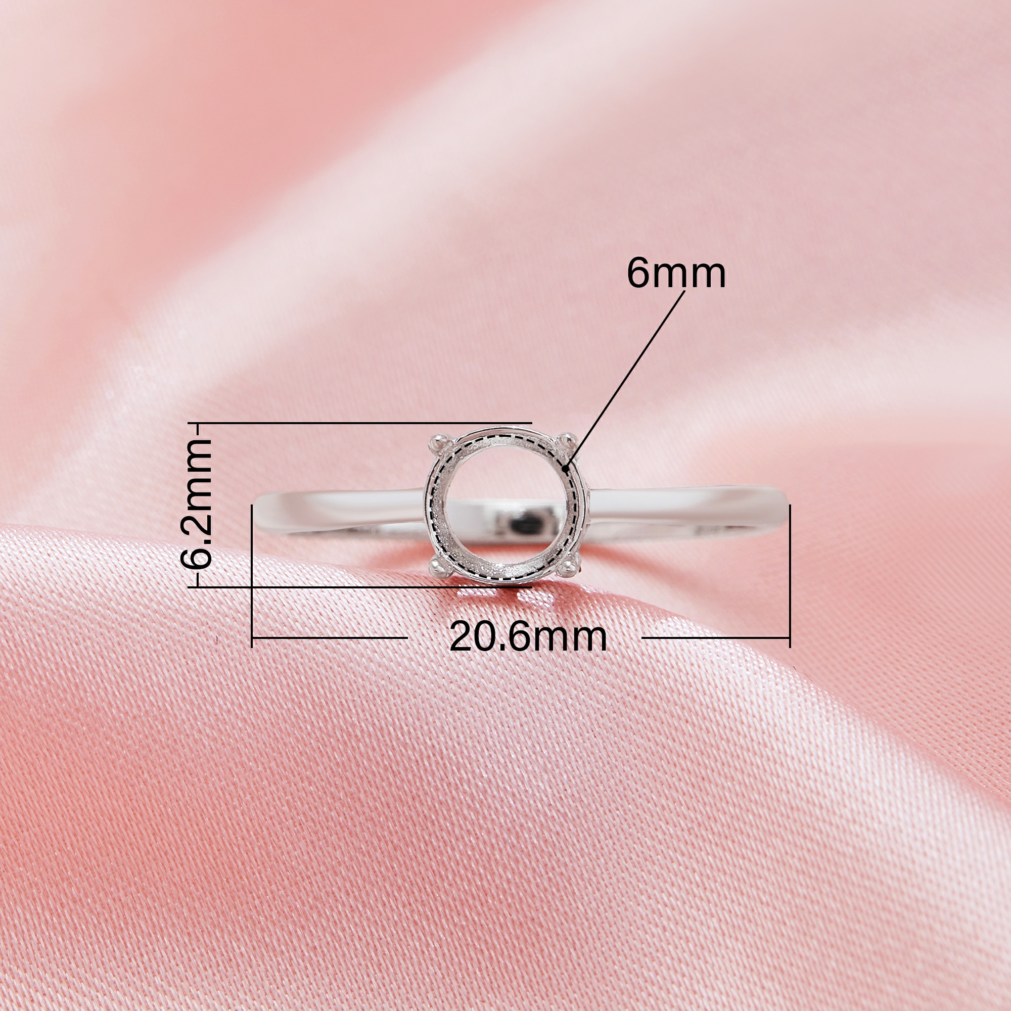 Minimalist Round Prong Ring Settings,Solid 14K 18K Gold Ring,DIY Ring Supplies For Gemstone 1212138 - Click Image to Close