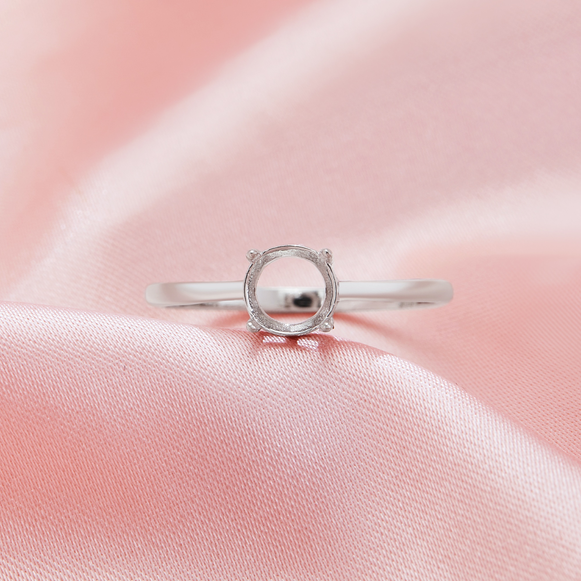 Minimalist Round Prong Ring Settings,Solid 14K 18K Gold Ring,DIY Ring Supplies For Gemstone 1212138 - Click Image to Close