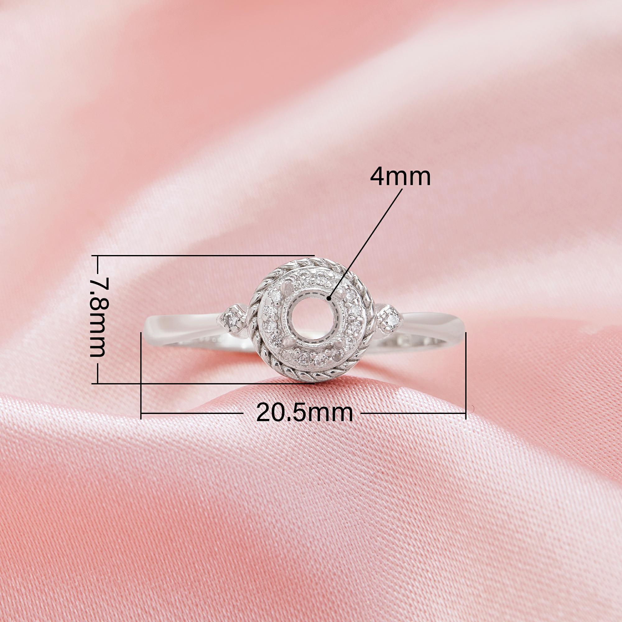 4MM Halo Round Prong Ring Settings,Solid 14K 18K Gold Ring,Vintage Styles Round Moissanite Ring,DIY Ring Supplies For Gemstone 1212139 - Click Image to Close