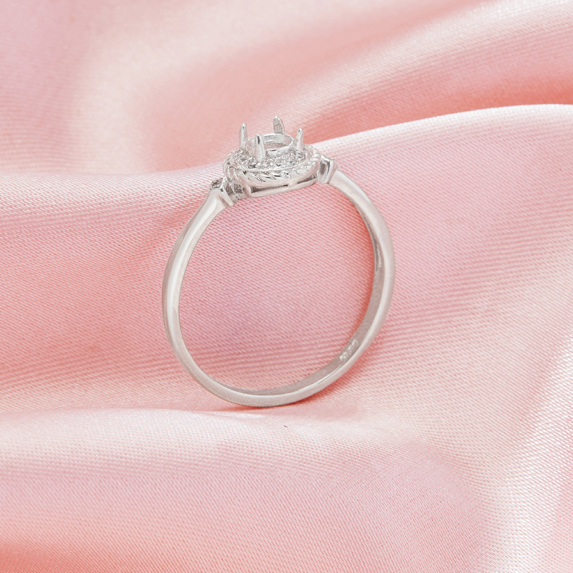 4MM Halo Round Prong Ring Settings,Solid 14K 18K Gold Ring,Vintage Styles Round Moissanite Ring,DIY Ring Supplies For Gemstone 1212139 - Click Image to Close