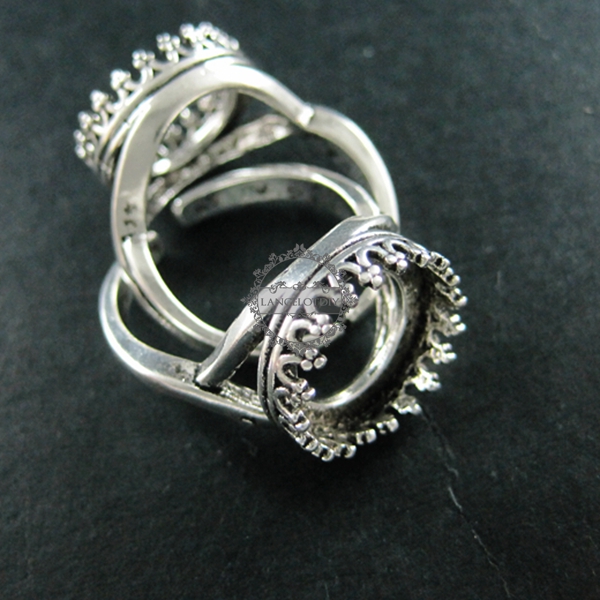 5pcs 14MM setting size antiqued silver brass vintage style adjustable ring base bezel tray fashion ring DIY supplies 1213015 - Click Image to Close