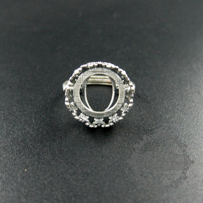 1Pcs 15MM Setting Size Round Flowers Bezel Antiqued 925 Sterling Silver Solid Silver DIY Ring Tray Bezel Setting Supplies 1213023 - Click Image to Close