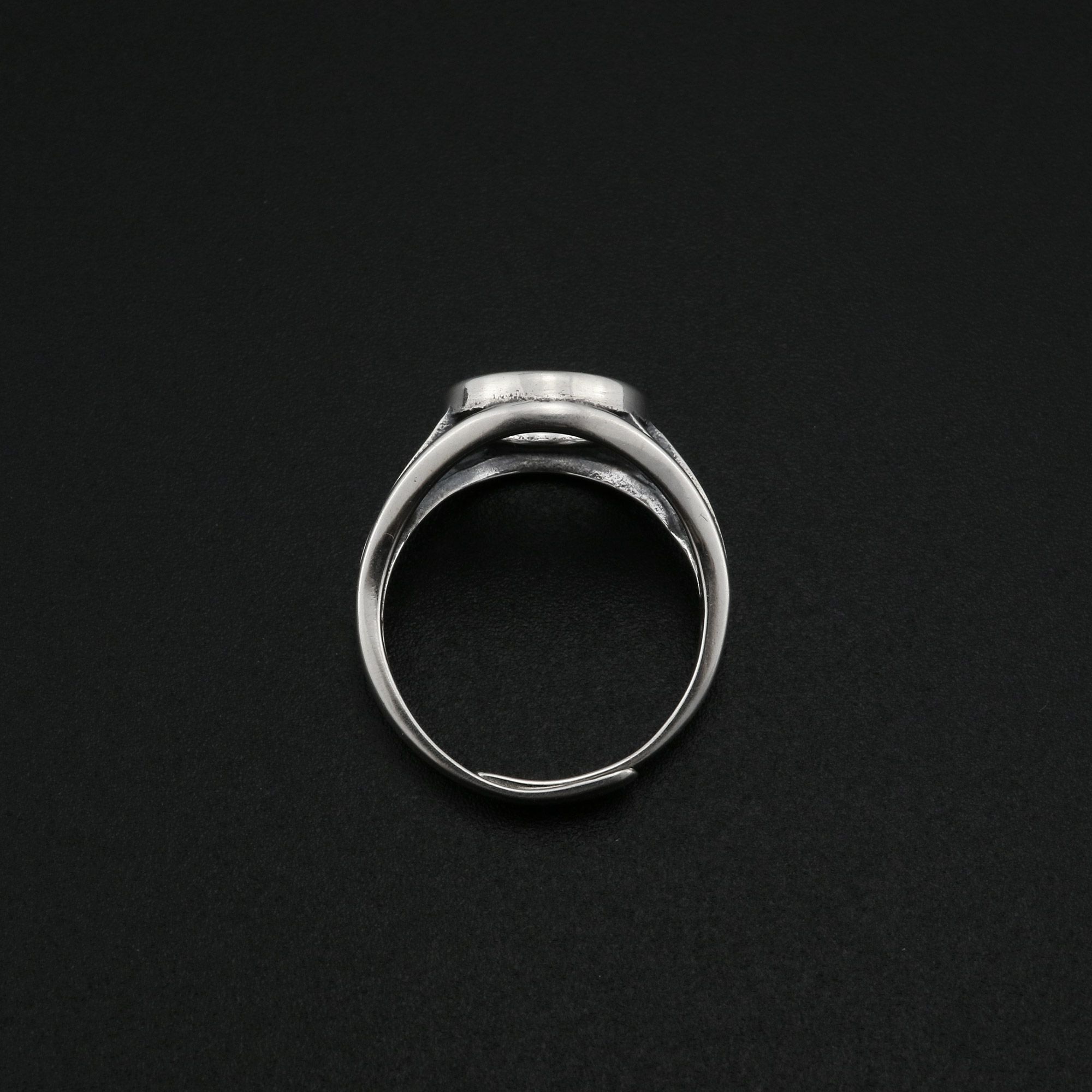 10MM Round Bezel Ring Settings Antiqued Solid 925 Sterling Silver DIY Adjustable Ring Gemstone Supplies 1213066 - Click Image to Close
