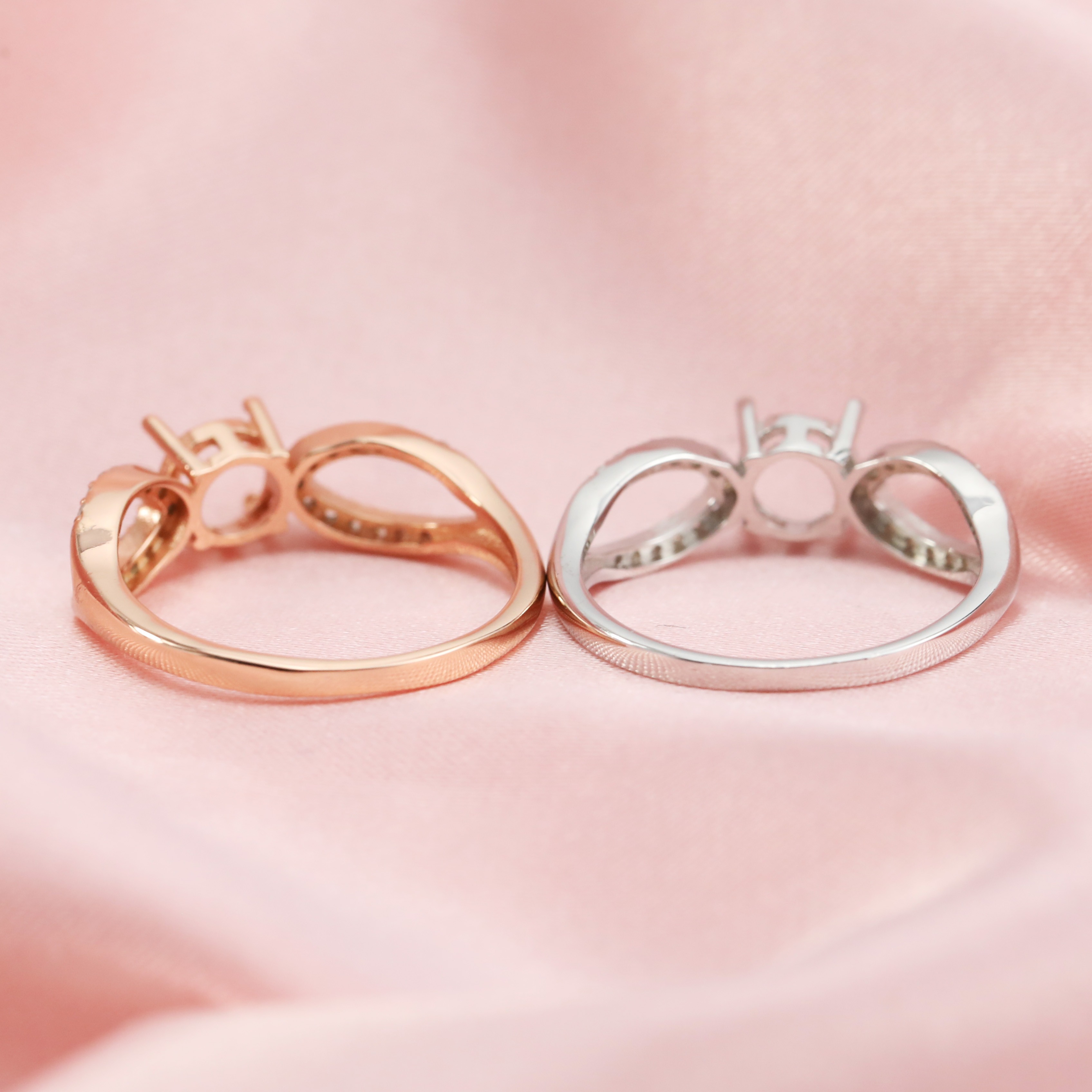 Keepsake Breast Milk 6-8MM Round Ring Settings Angel WIngs Resin Solid 14K/18K Gold DIY Ring Blank Band for Gemstone 1214013-1