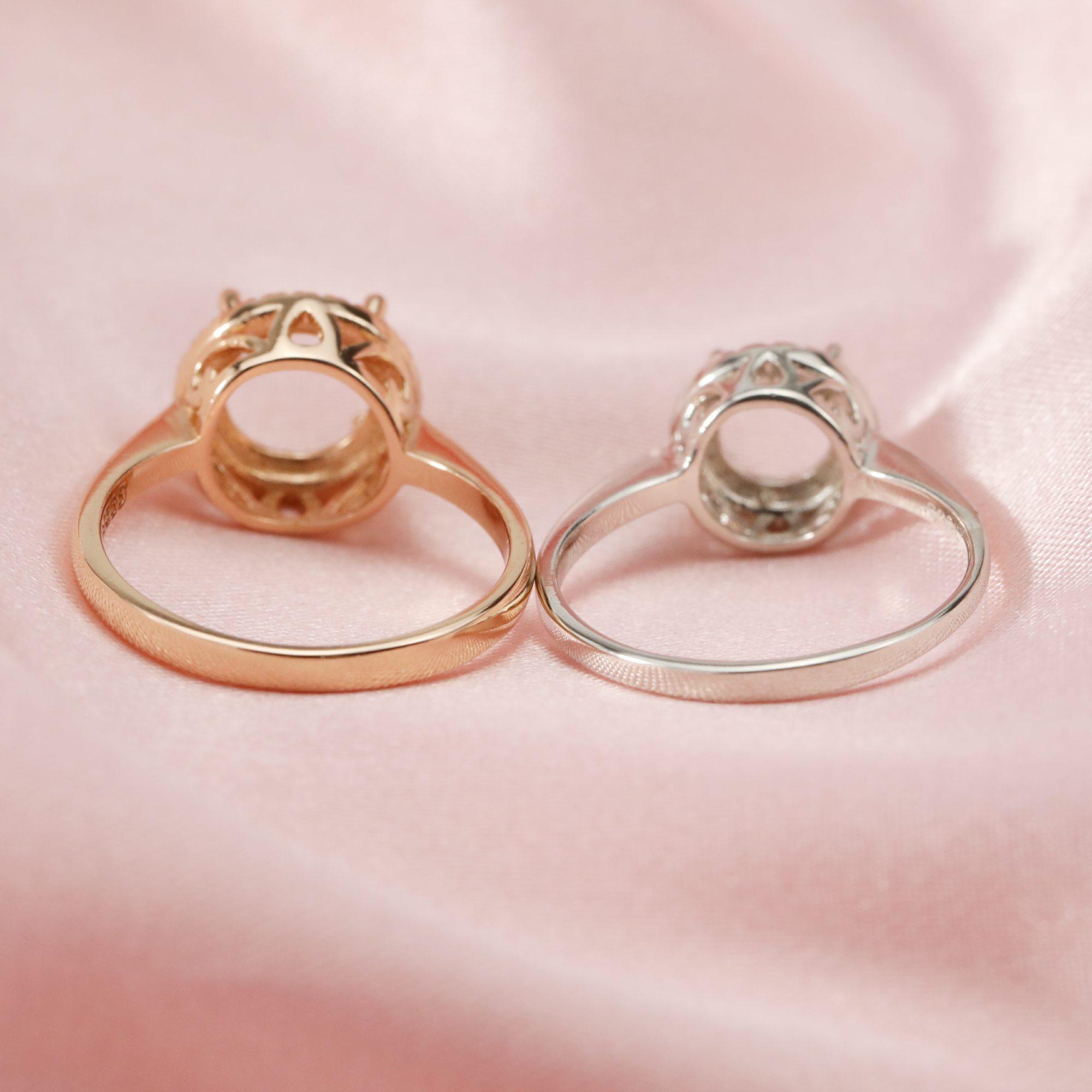 Keepsake Breast Milk Round Halo Prongs Ring Settings Resin Solid 14K Gold with Moissanite Accents DIY Ring Blank Band 1210054-1