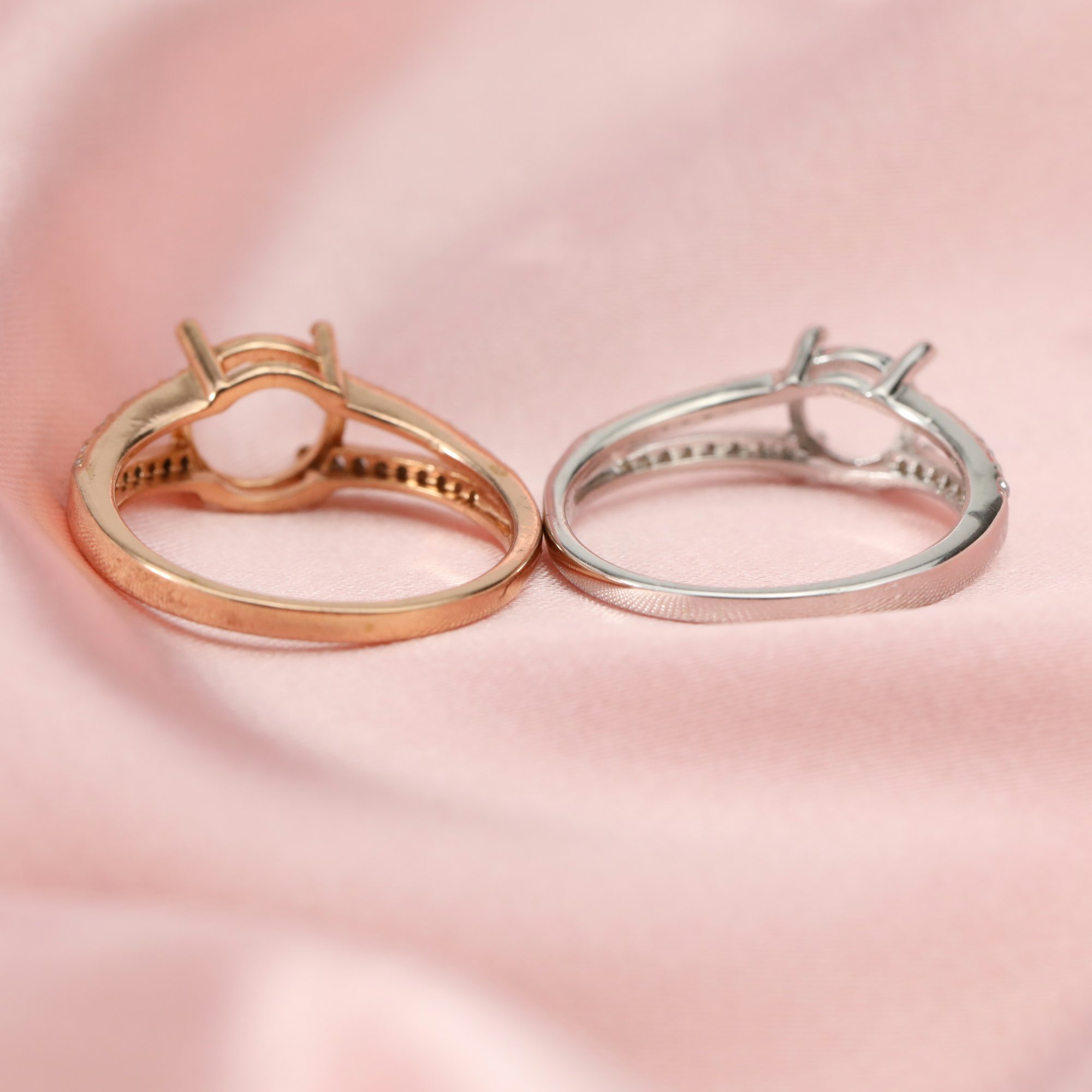 Keepsake Breast Milk Round Prongs Ring Settings Resin Solid 14K Gold with Moissanite Accents DIY Ring Blank Band 1214024-1