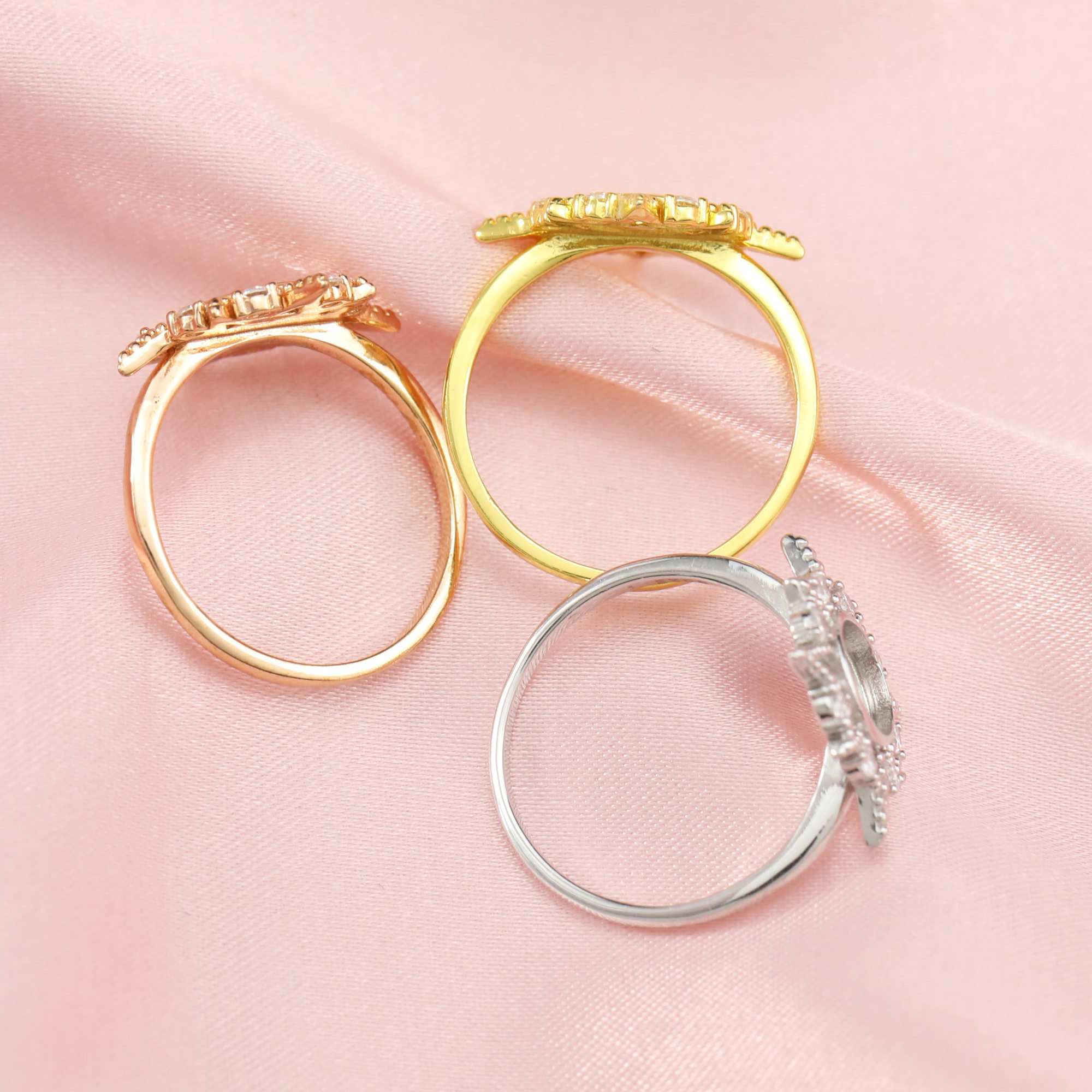 Keepsake Breast Milk 6MM Round Ring Settings Star Resin Solid 14K Gold Moissanite Accents DIY Ring Blank Band for Gemstone 1215015-1