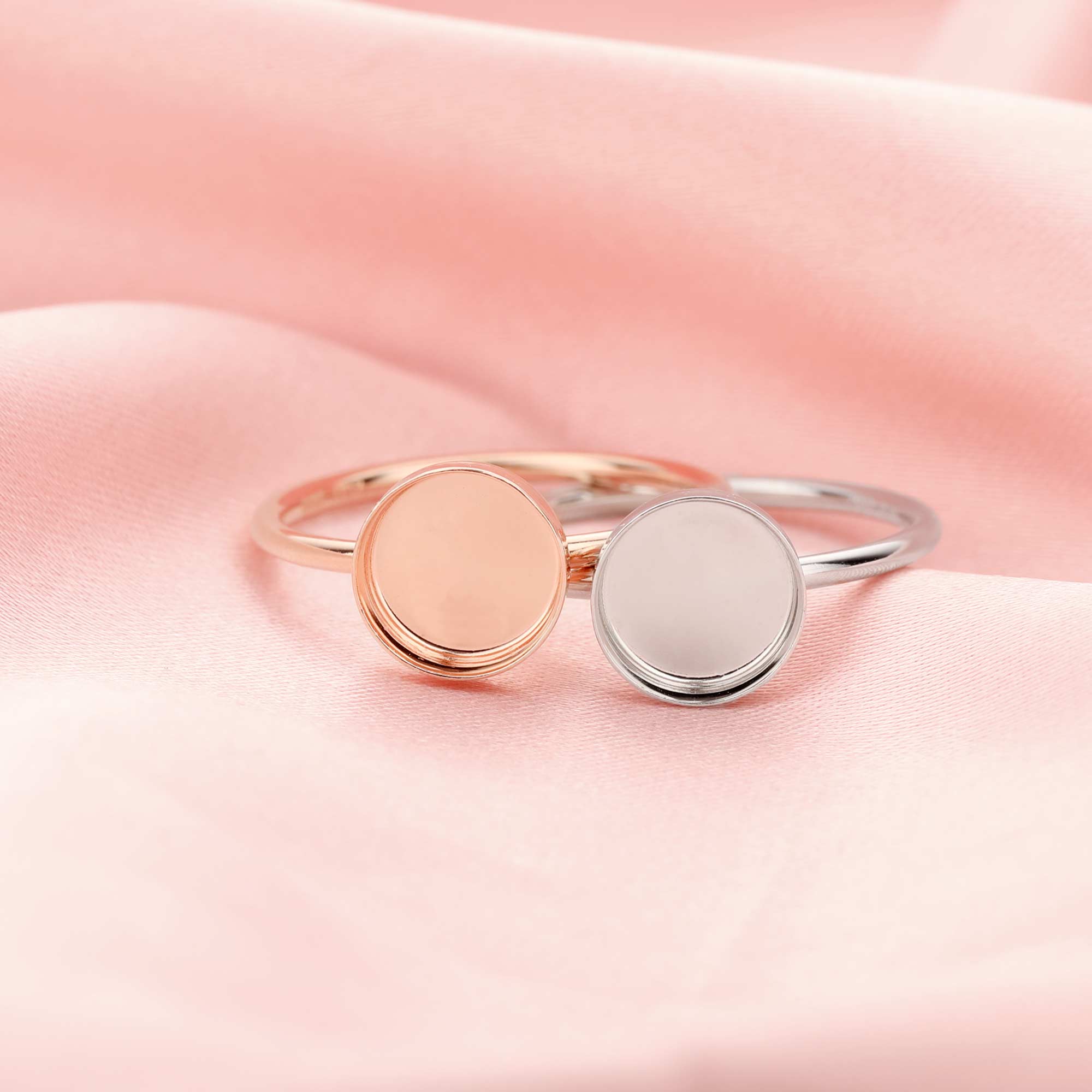 Round Breast Milk Keepsake Resin Ring Settings,Cup Bezel Ring,Solid 14K Gold Ring Bezel,Solid Back DIY Ring 1215041 - Click Image to Close