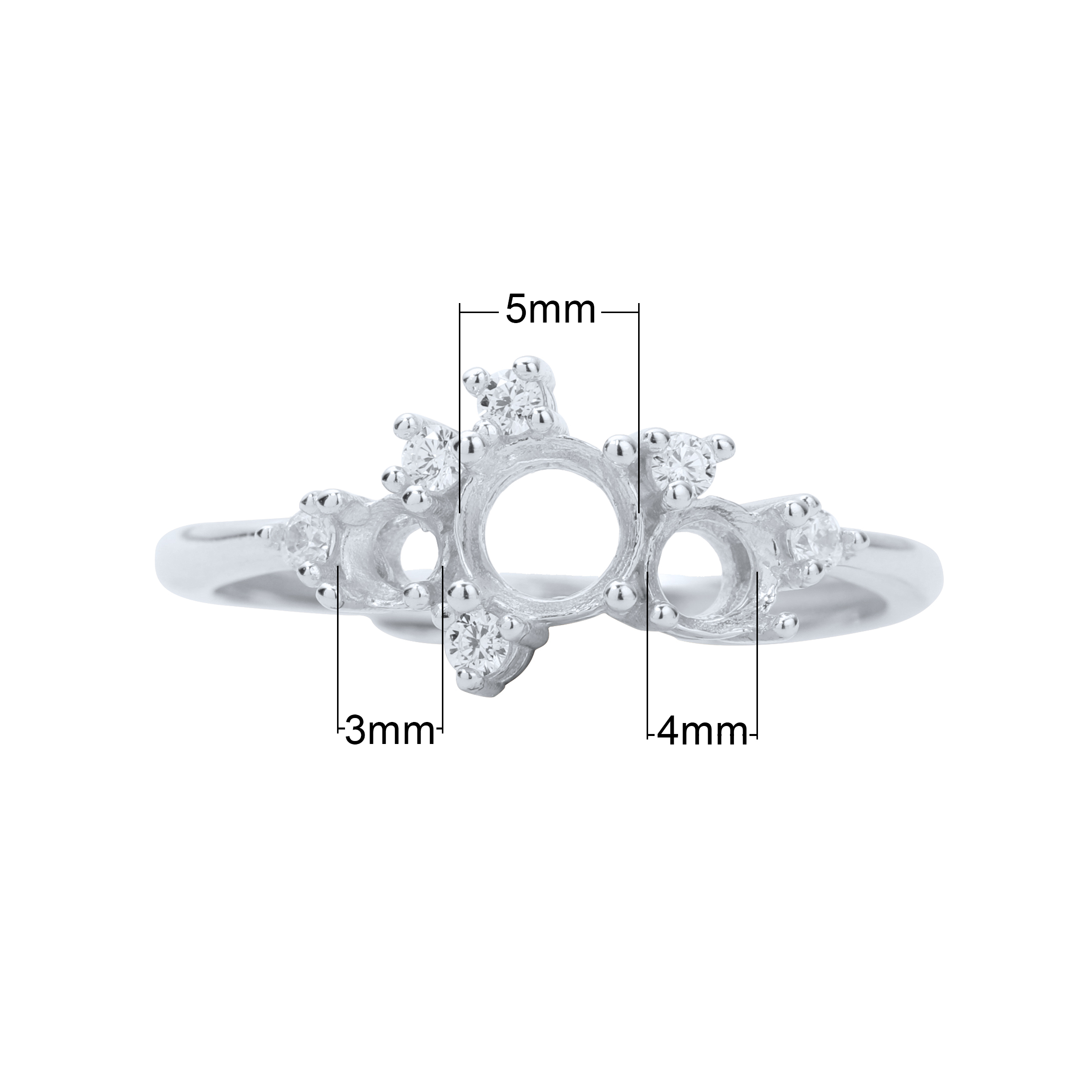 3 Stones Round Prong Ring Settings,Solid 925 Sterling Silver Rose Gold Plated Ring,Family Ring,DIY Ring With 3MM,4MM,5MM Round Stone Bezel 1215073 - Click Image to Close