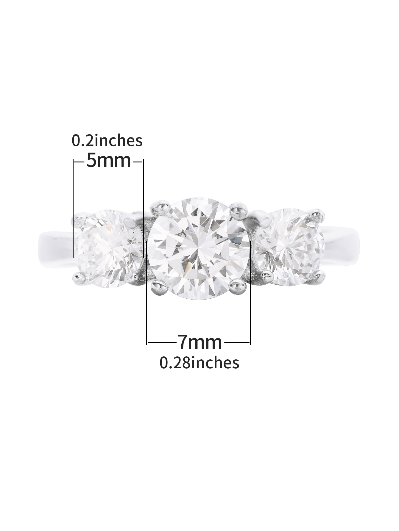 3 Stones Halo Round Prong Ring Settings,Solid 925 Sterling Silver Ring,Family Ring,With 5MM,7MM Round Stone Bezel Ring Supplies 1215074 - Click Image to Close