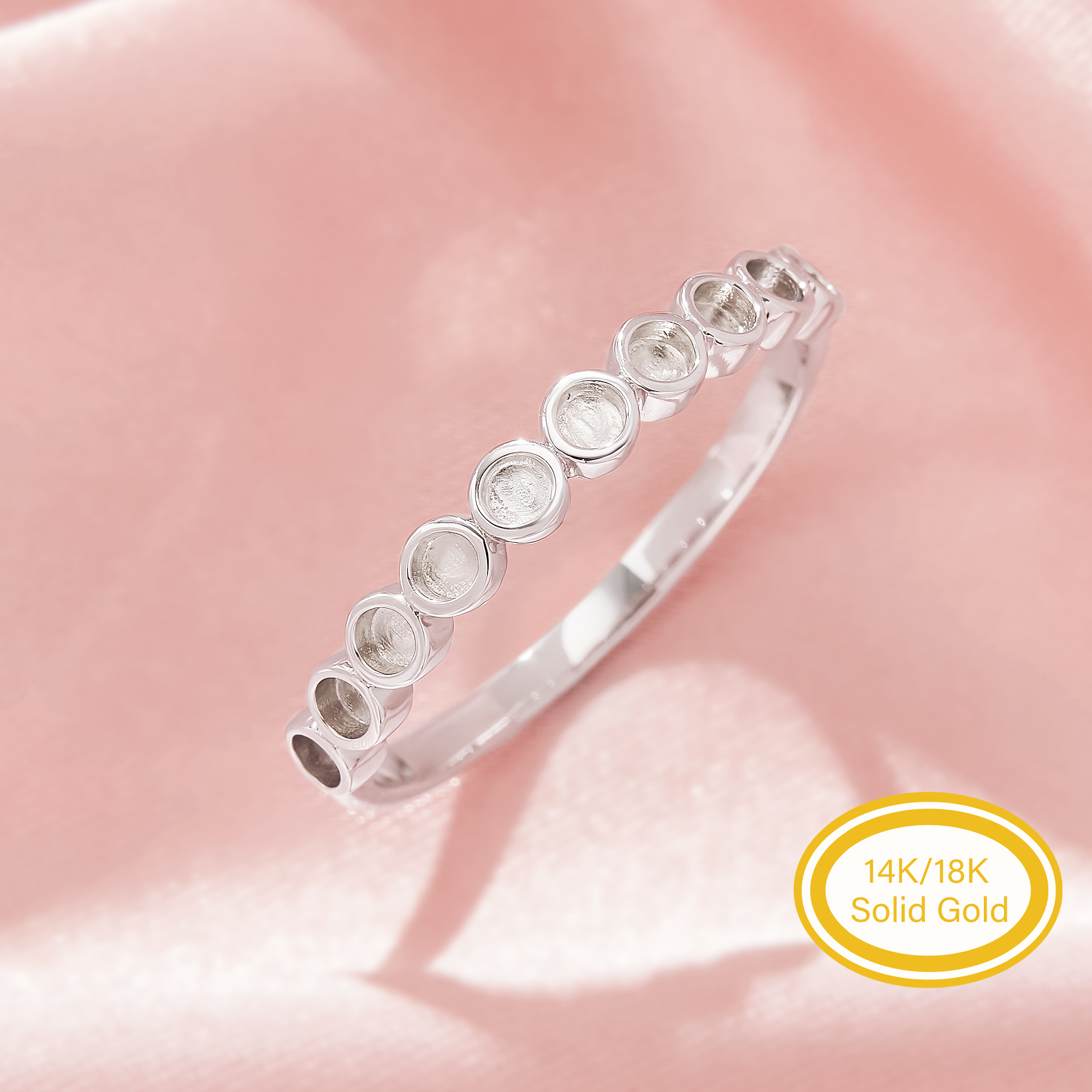 Keepsake Breast Milk Resin 2MM Round Bezel Ring Settings,Half Band Solid 14K 18K Gold Round Bezel Ring,Stackable Ring,DIY Ring Supplies 1215107